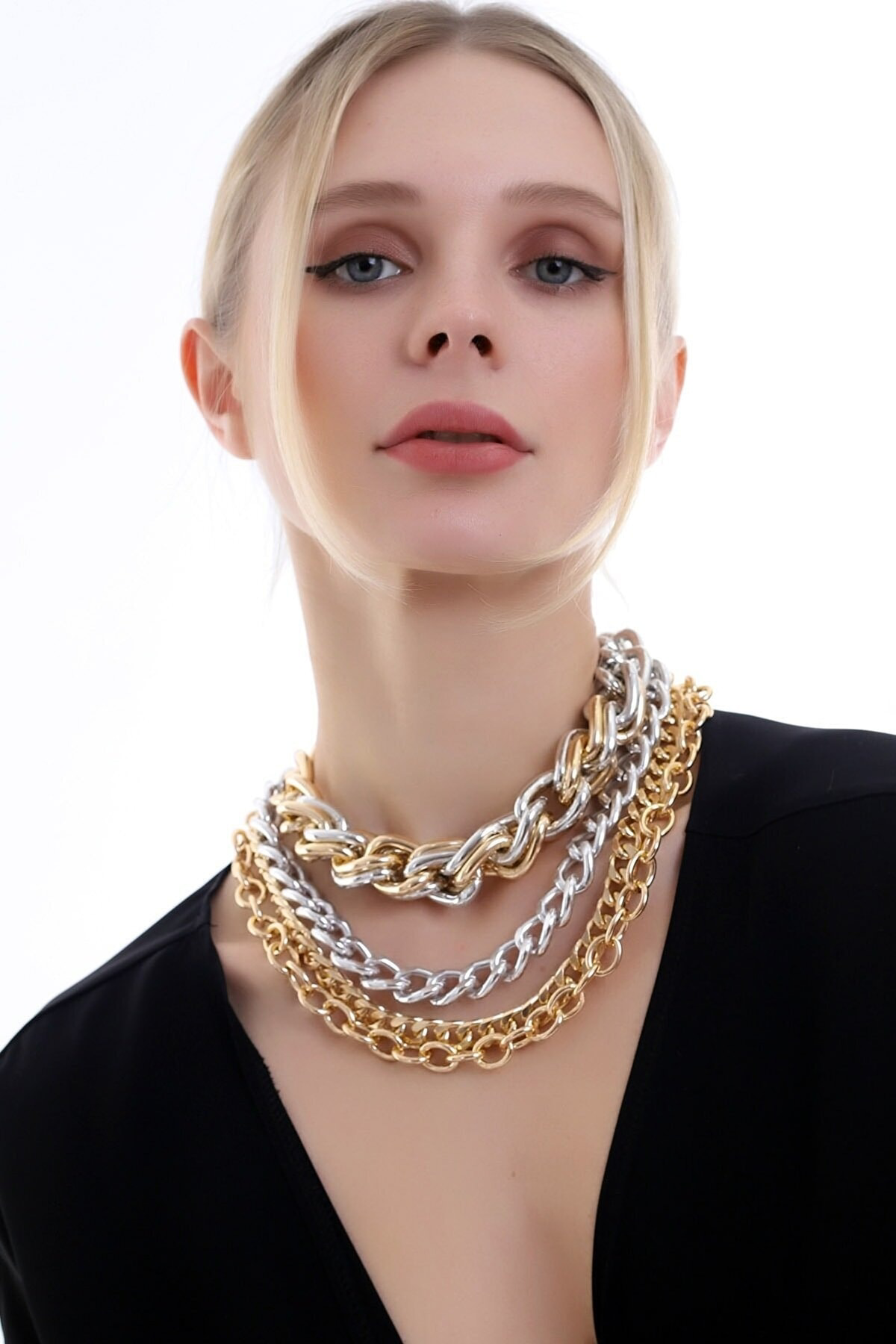 Özel Tasarım Zarif Şık Kat Kat Zincir Kolye