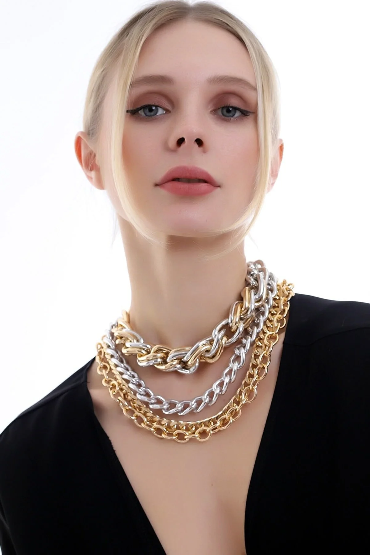 Özel Tasarım Zarif Şık Kat Kat Zincir Kolye