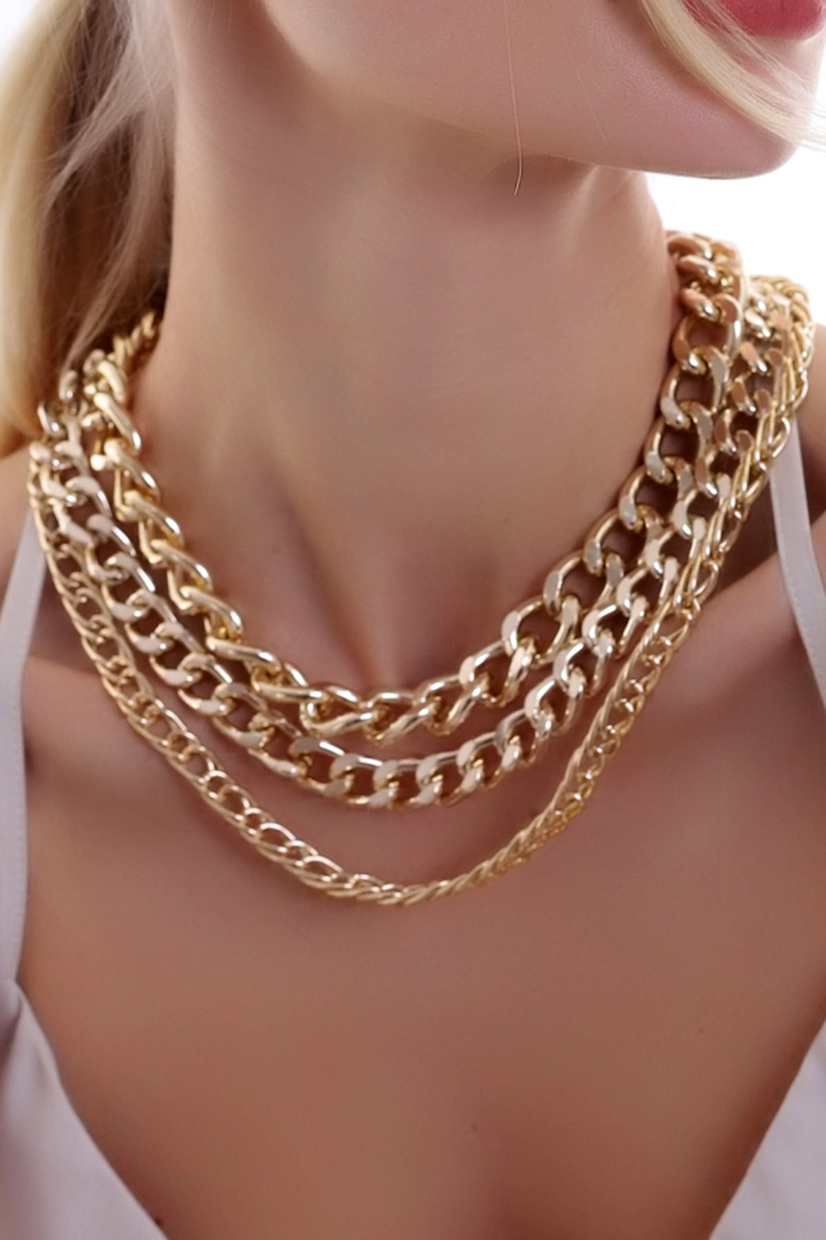 Özel Tasarım Zarif Ve Şık Kat Kat Zincir Kolye