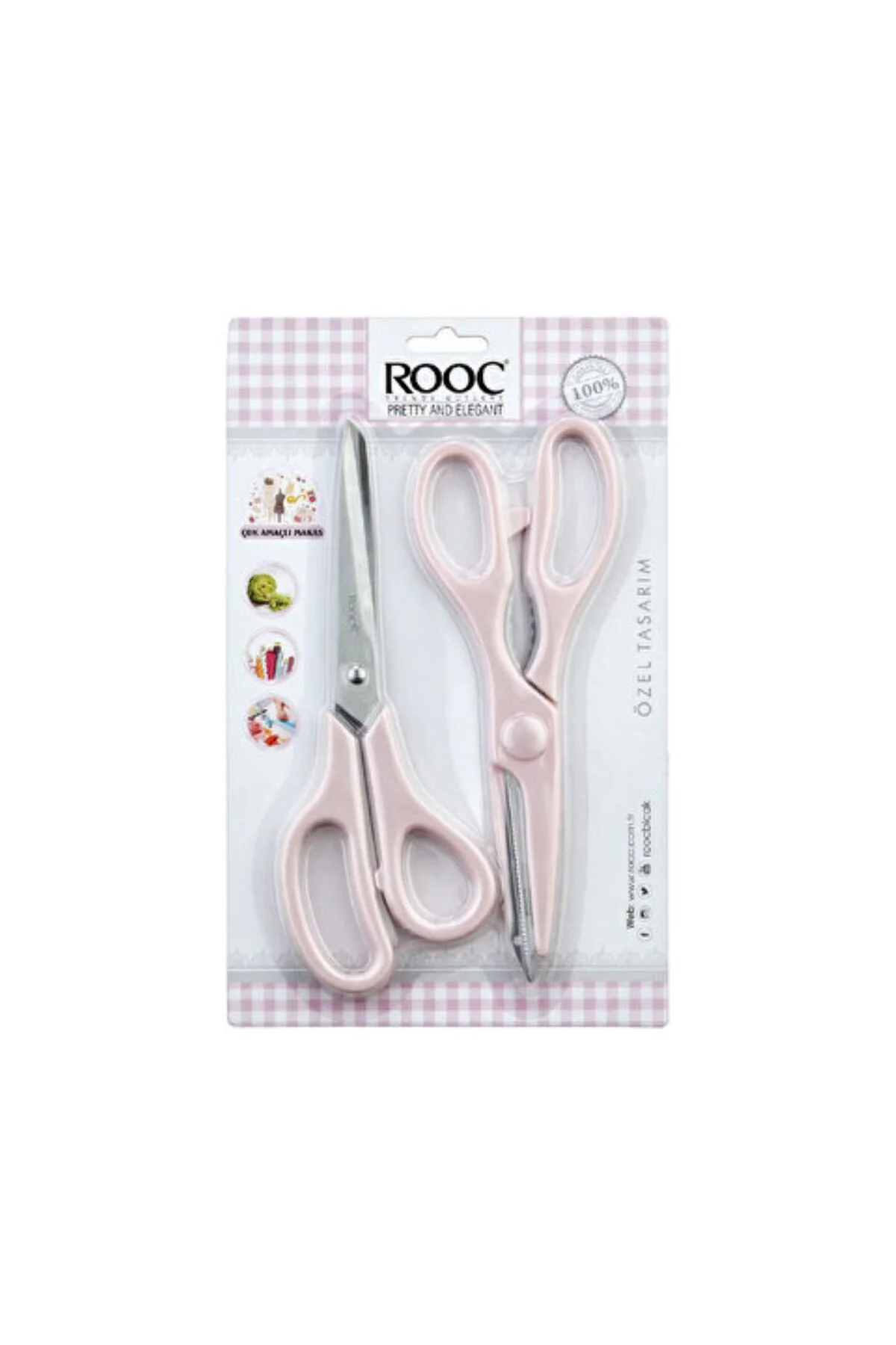 Özel Tasarımlı 2'li Makas Seti & Pembe veya Açık Kahve veya Mavi