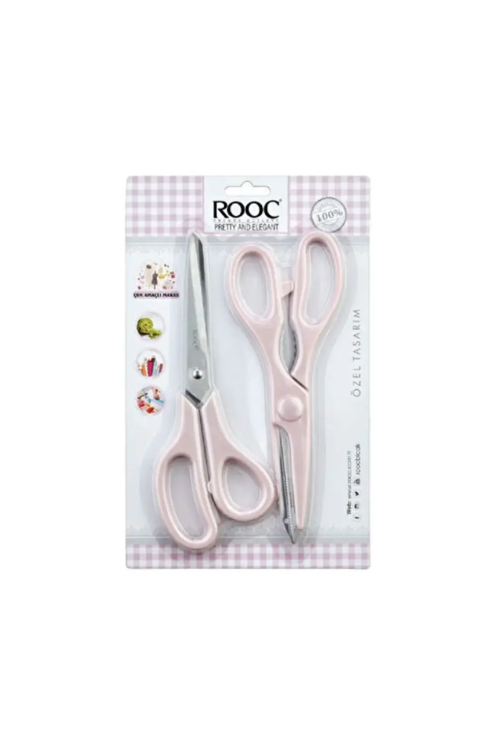 Özel Tasarımlı 2'li Makas Seti & Pembe ve Açık Kahve