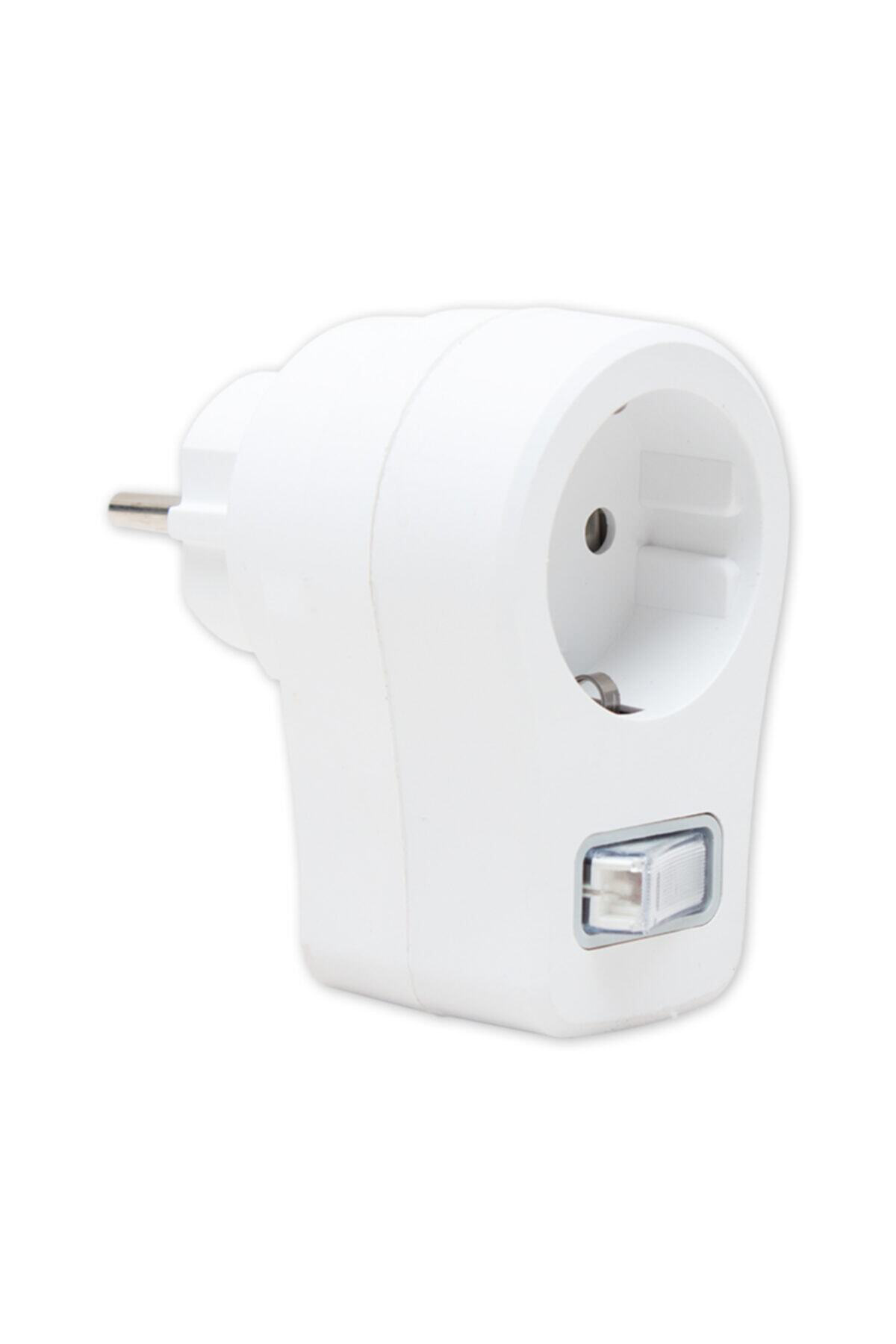 Özel Tekli Beyaz Plastik Akım Korumalı Anahtarlı Priz 10 Amper 25