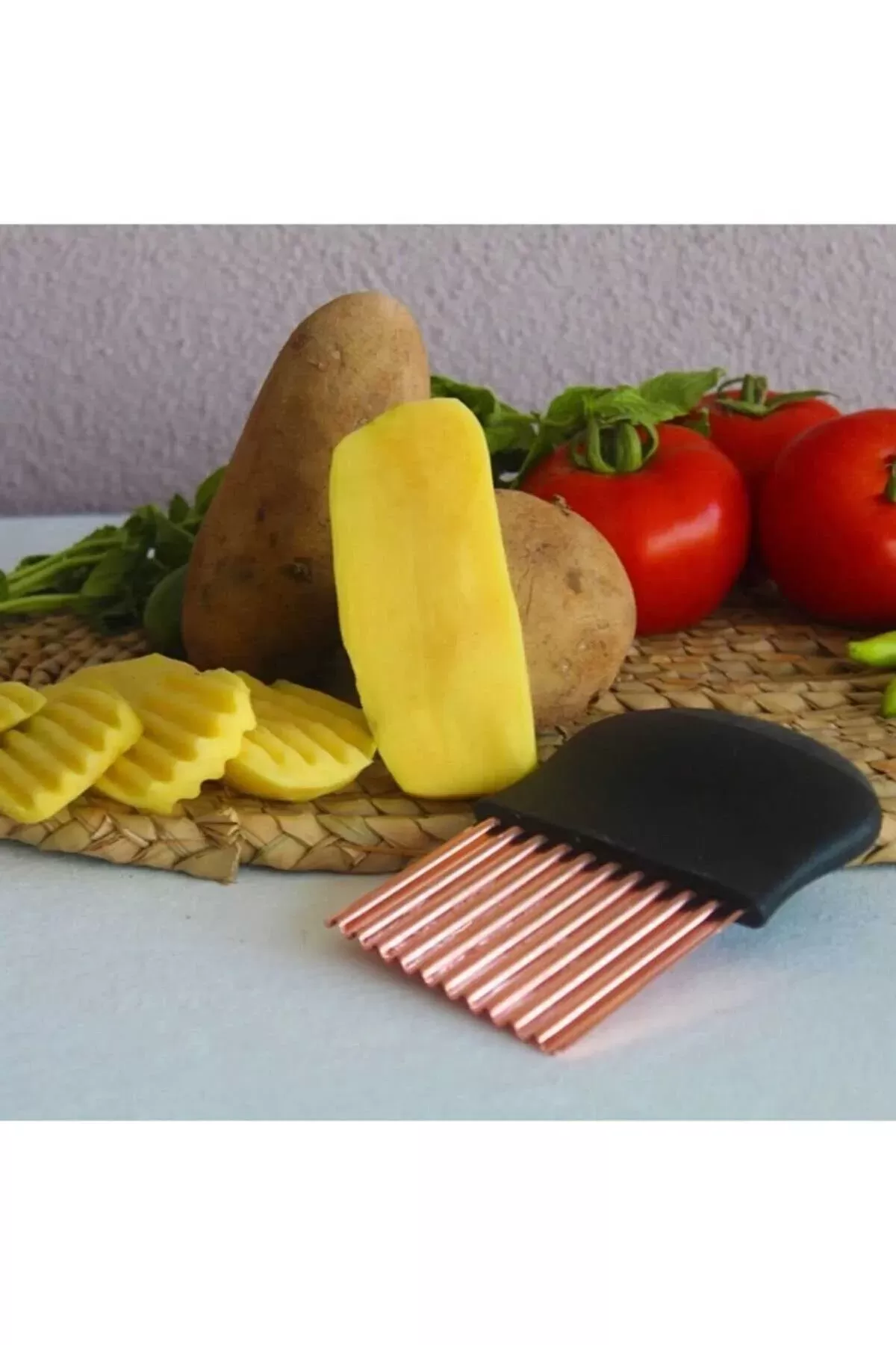 Özel Tutacaklı Şekilli Sebze Ve Meyve Kesme Aleti Cips Doğrayıcı 