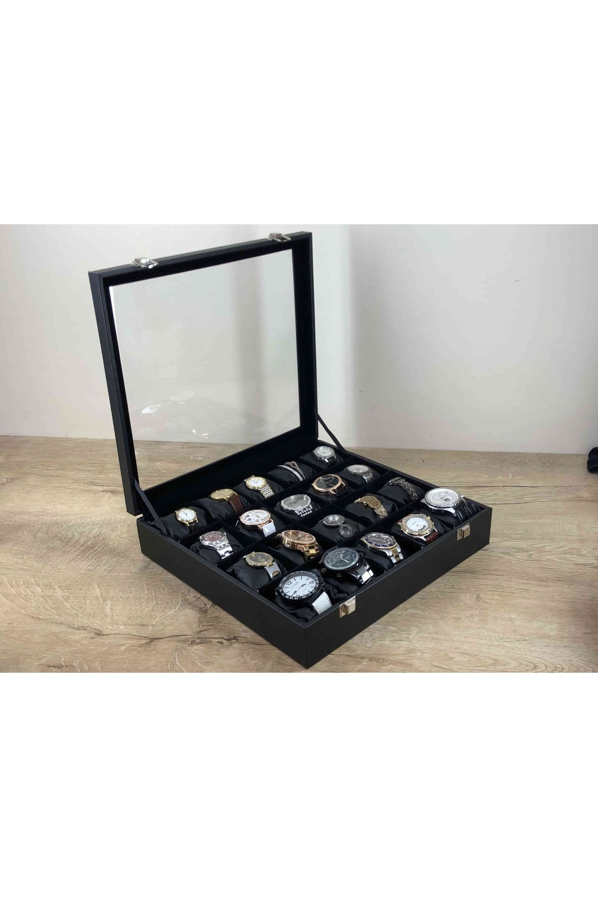 Özel Yerli Üretim Ahşap Kasa Deri Kaplama Kol Saatleri Için Takı 