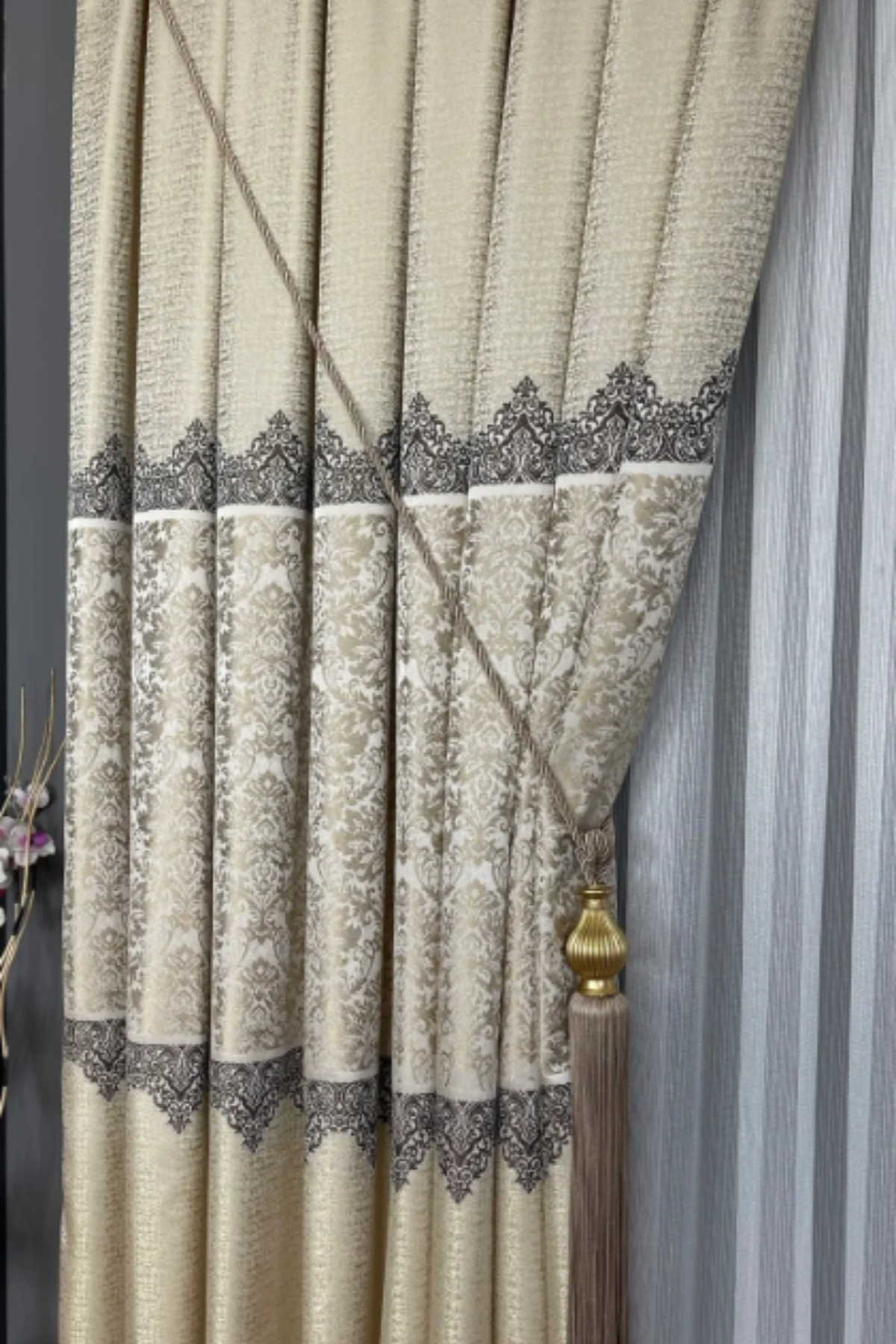 Özgün Home Özgün Perde Şık Desenli Pano Fon Perde (Tek Kanat)