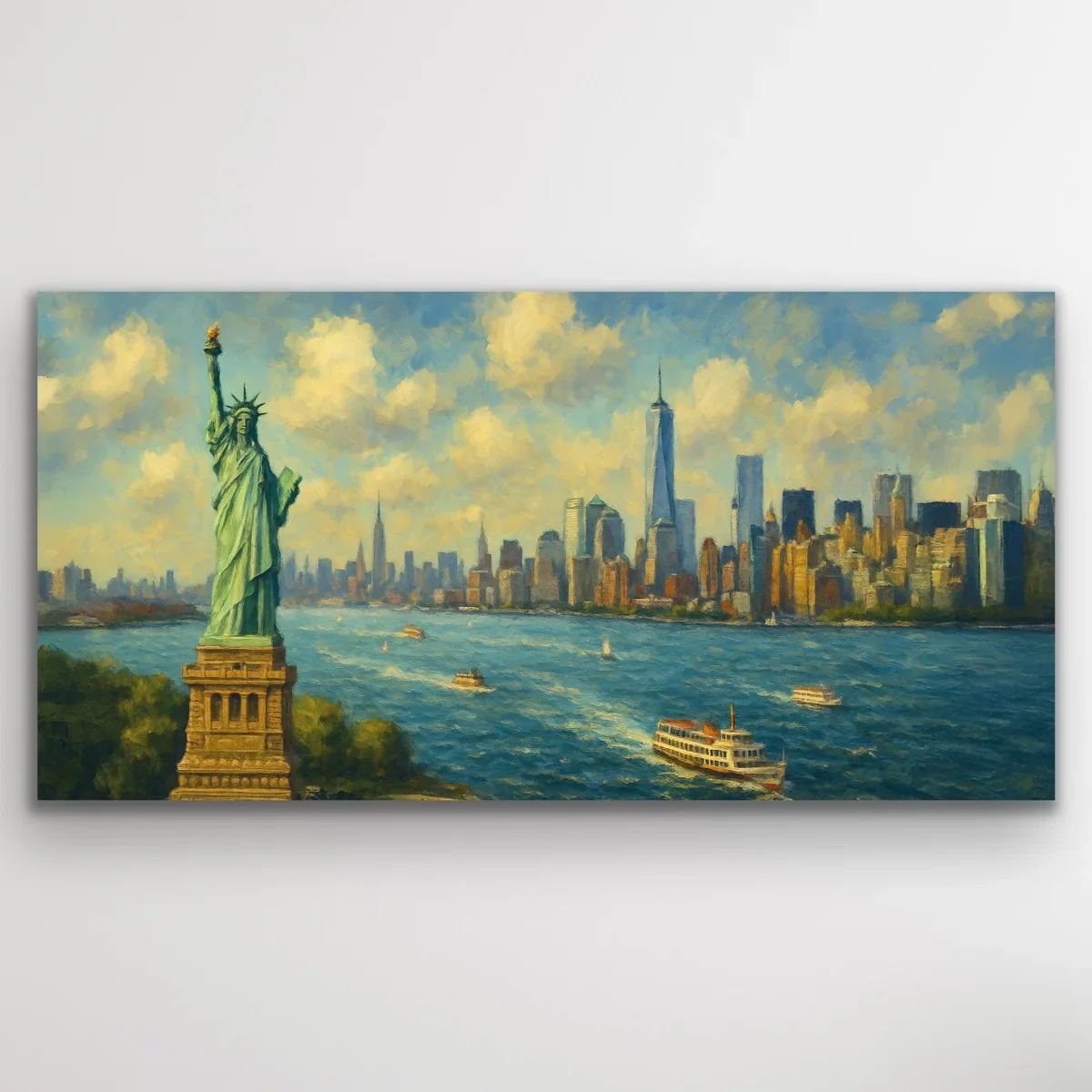 Özgürlük Heykeli Kanvas Tablo 60x120cm - Solmaz, Şaseli Duvar Sanatı