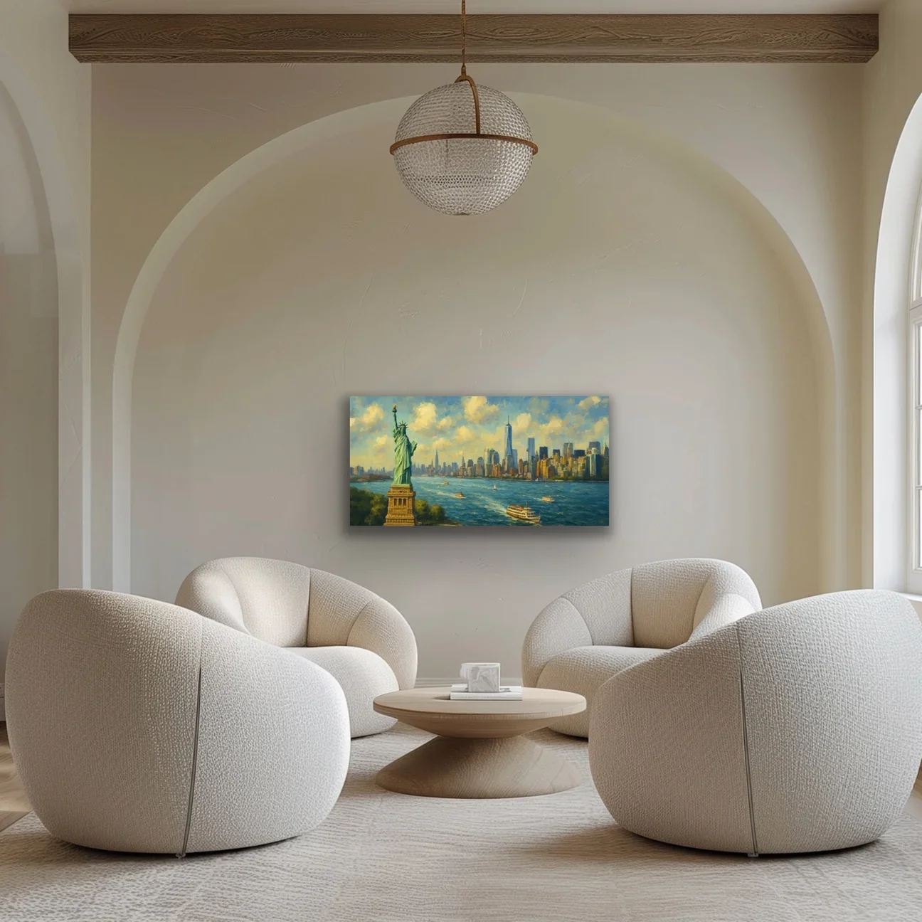 Özgürlük Heykeli Kanvas Tablo 60x120cm - Solmaz, Şaseli Duvar Sanatı