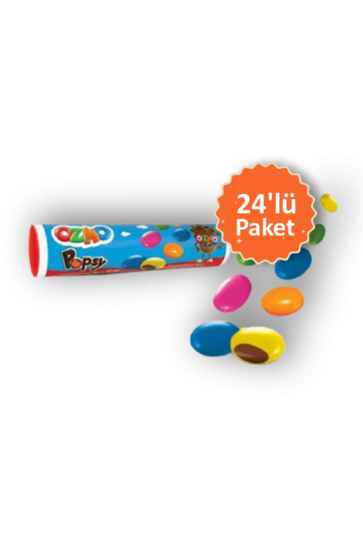 Ozmo Popsy Renkli Şeker Kaplı Sütlü Çikolata Draje 24 Gr X 24 Ade