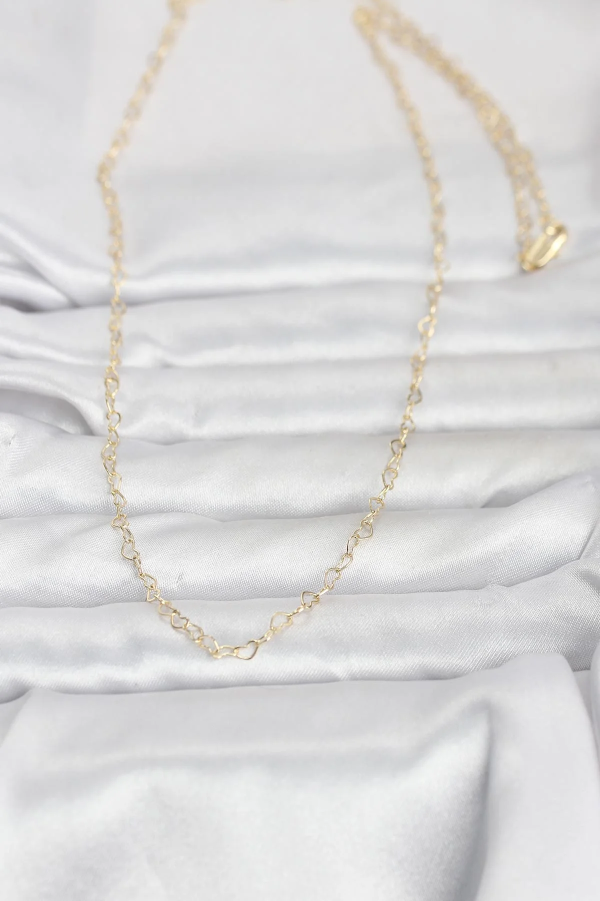 CM 14K Gold Renk Kalp Zincirli 60 cm Kadın Kolye