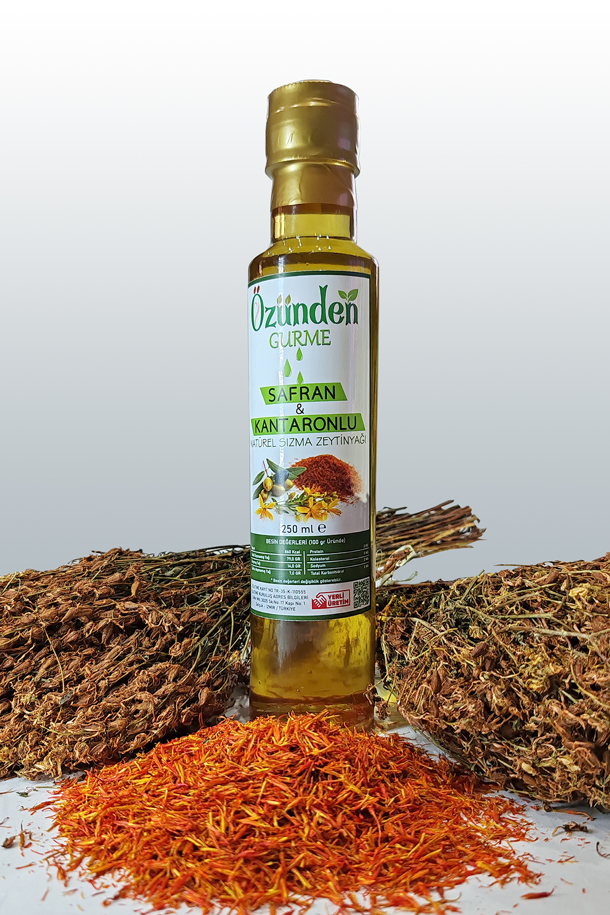 Öz Ünden Safran & Kantaron İçerikli Gurme Sızma Zeytin Yağ, Şifa Kaynağı Yeni Lezzet 250Ml