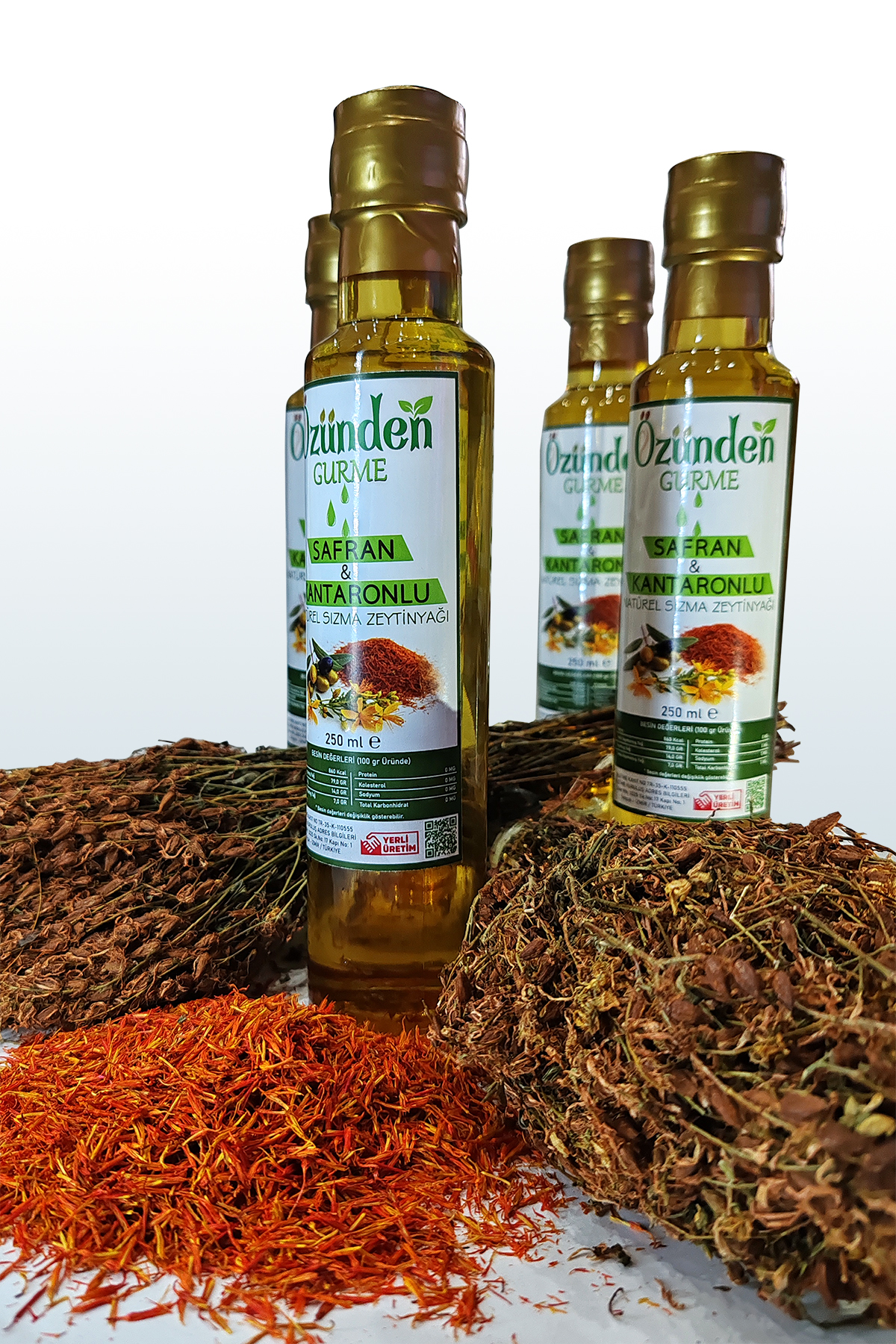 Öz Ünden Safran & Kantaron İçerikli Gurme Sızma Zeytin Yağ, Şifa Kaynağı Yeni Lezzet 250Ml