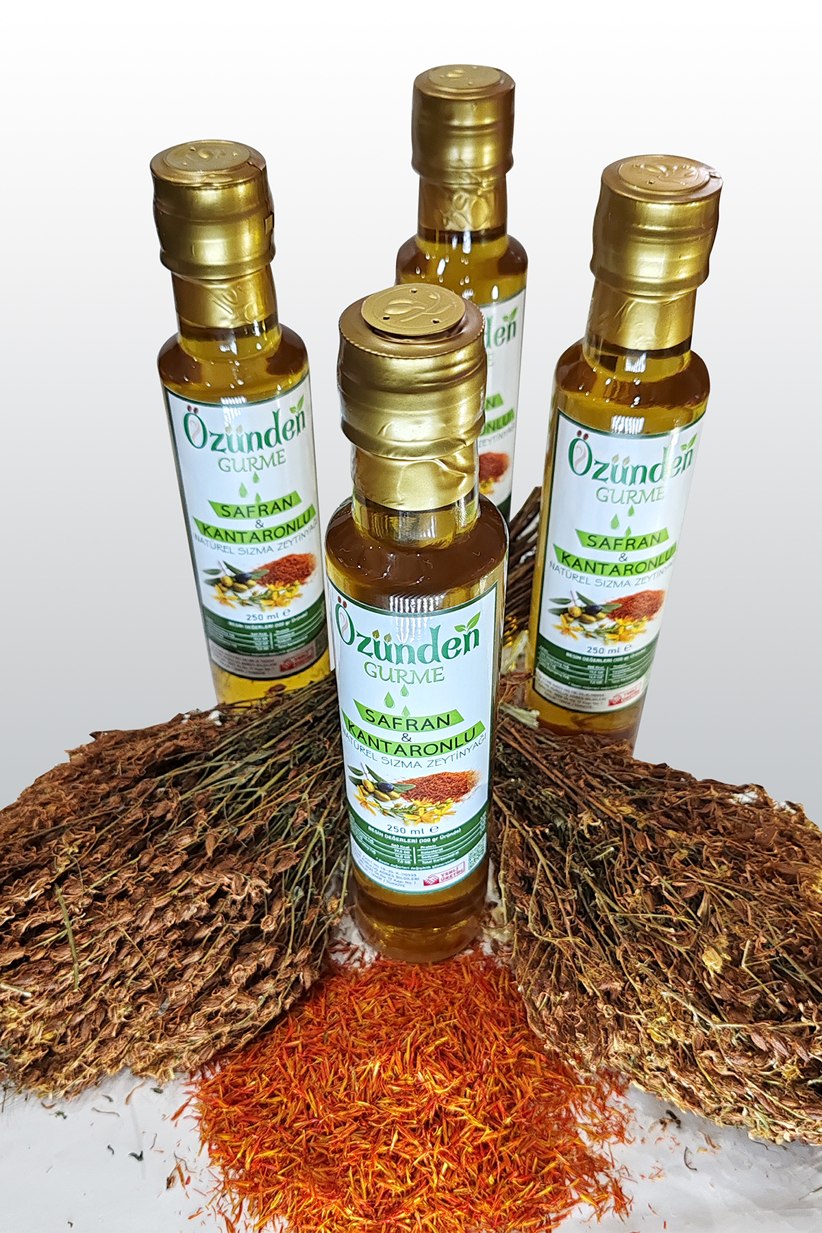 Öz Ünden Safran & Kantaron İçerikli Gurme Sızma Zeytin Yağ, Şifa Kaynağı Yeni Lezzet 250Ml