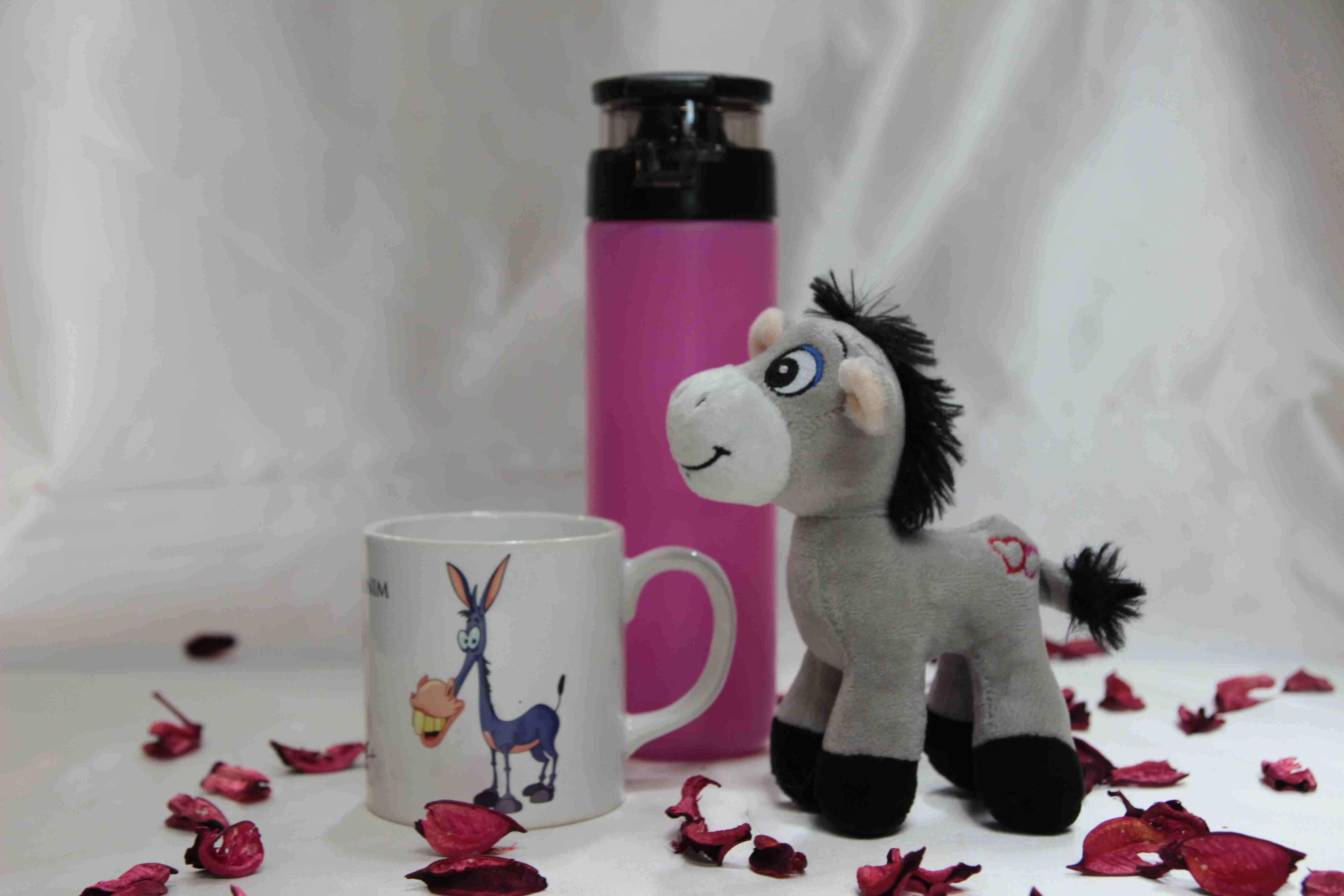 Home Özür Dilerim Hediyesi Peluş Eşek Pembe Termos Mavi Defter Affet Yazili Kupa