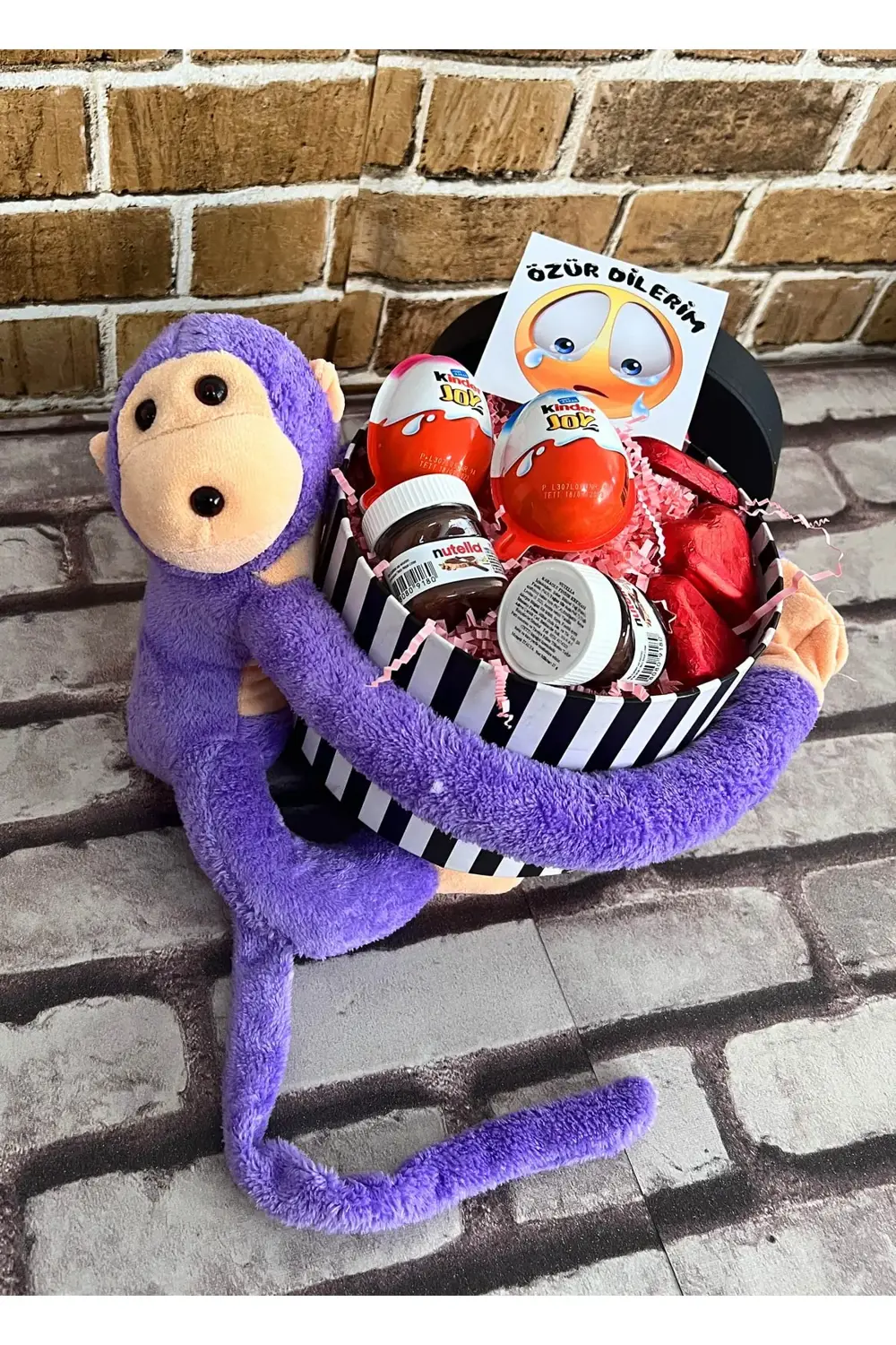 Ozur Dilerim Hediyesi - Tatlı Mor Maymun - Nutellalar - Kinder Jo
