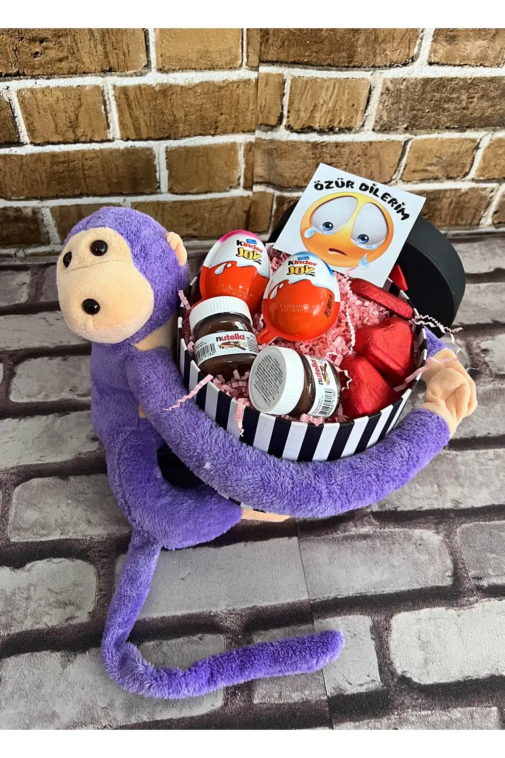 Ozur Dilerim Hediyesi - Tatlı Mor Maymun - Nutellalar - Kinder Jo