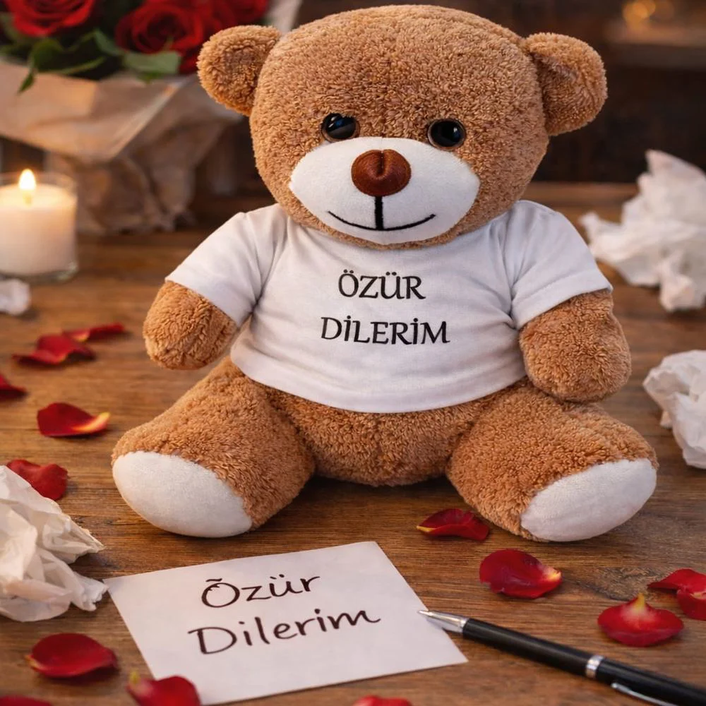 Özür Dilerim Yazılı Tişörtlü Peluş Ayıcık Oyuncak