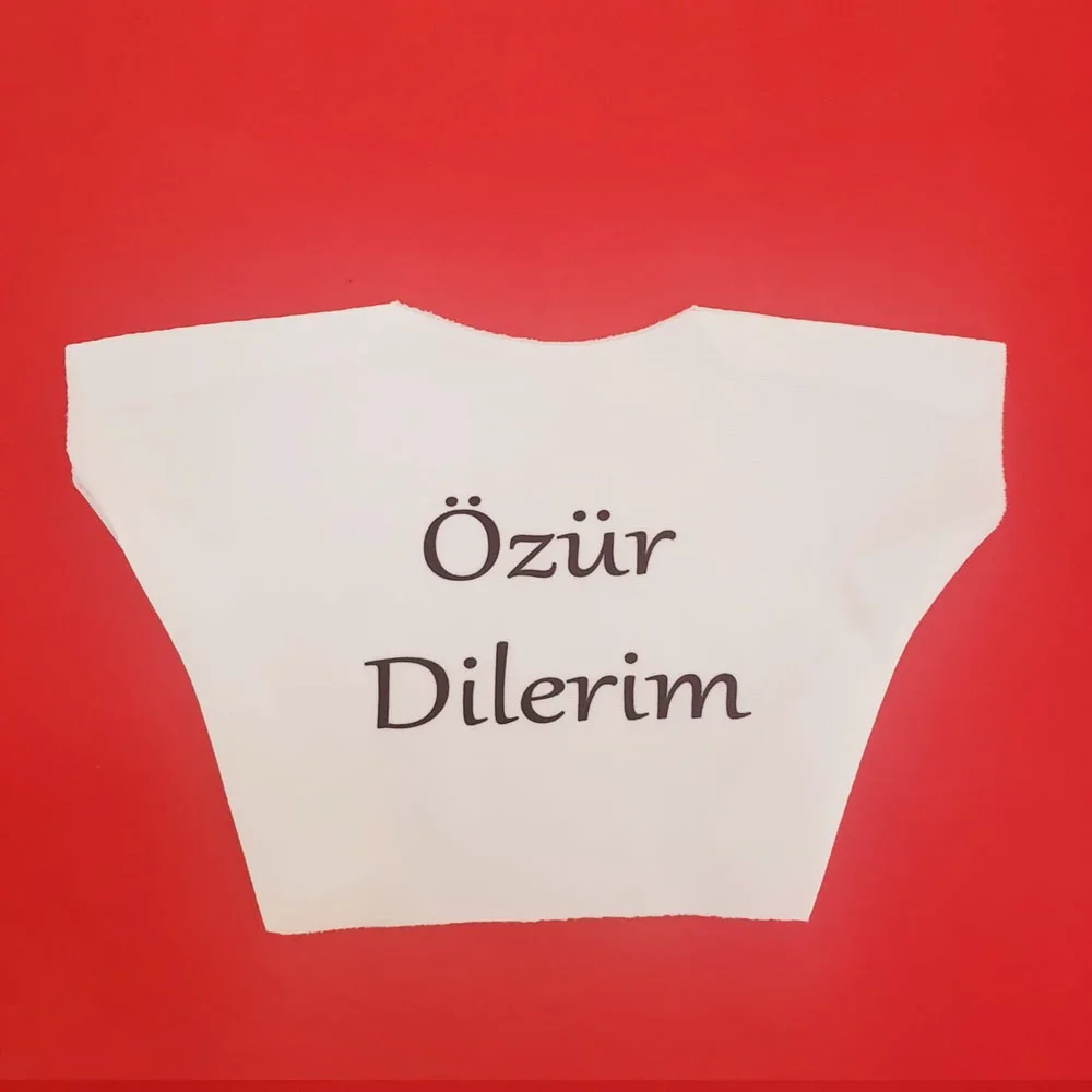 Özür Dilerim Yazılı Peluş Ayı Tişörtü 25-30 cm Boyut İçin