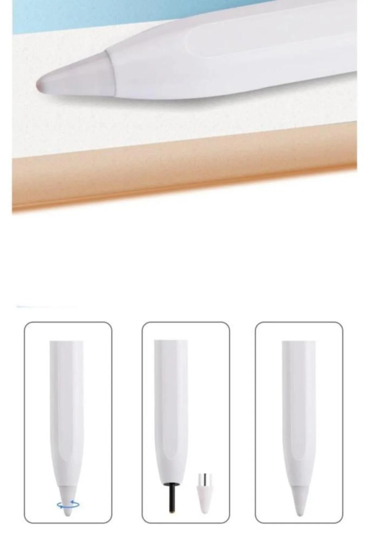 P-01 Beyaz Stylus Pen Kapasitif Dokunmatik Kalem Çizim Ve Tasarım