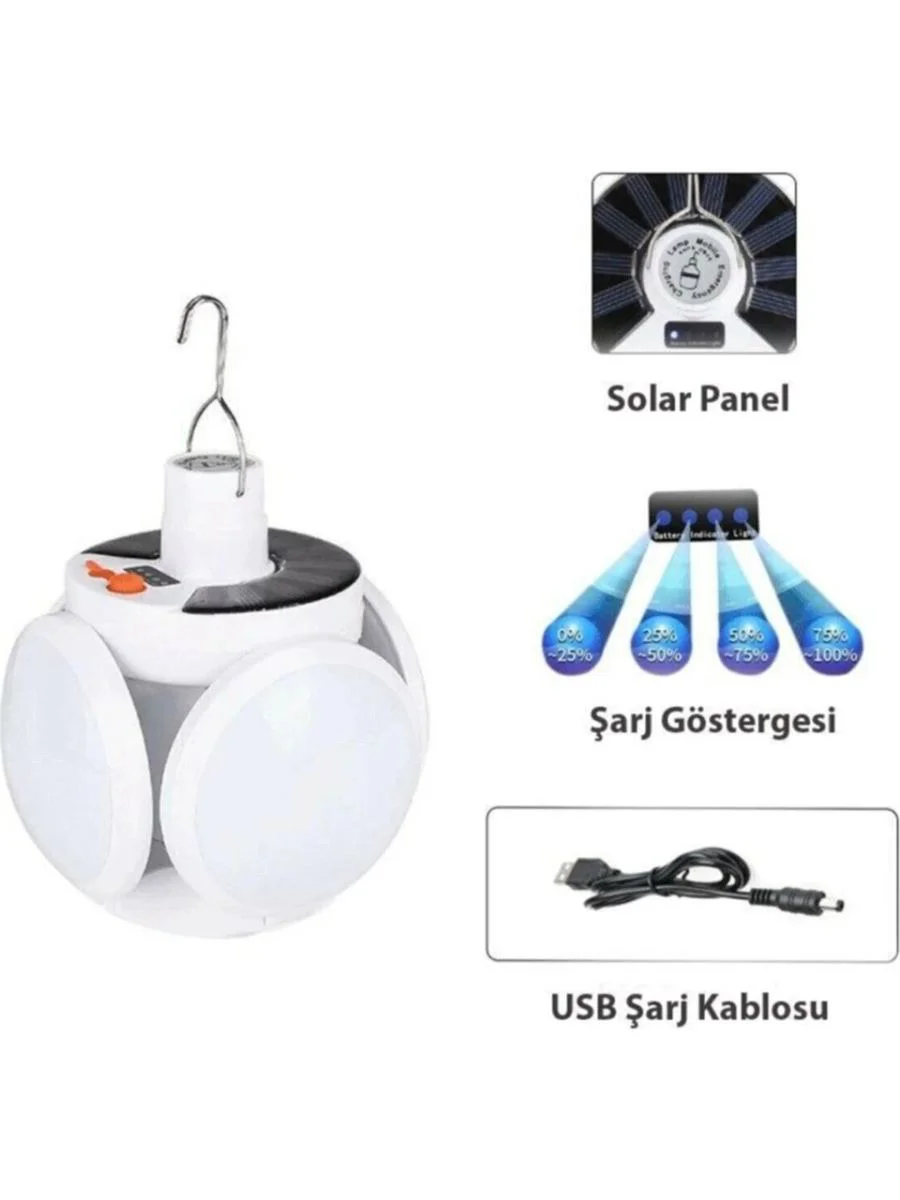 P-038 Güneş Enerjili Solar Fener – USB Şarjlı 5 Modlu Katlanabilir Kamp Lambası Fiyatı, Yorumları ve Özellikleri