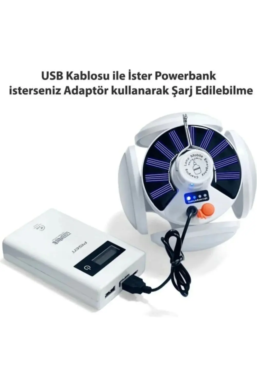 P-038 Solar Güneş Enerji Ve Usb Sarjli 5 Kanatlı
