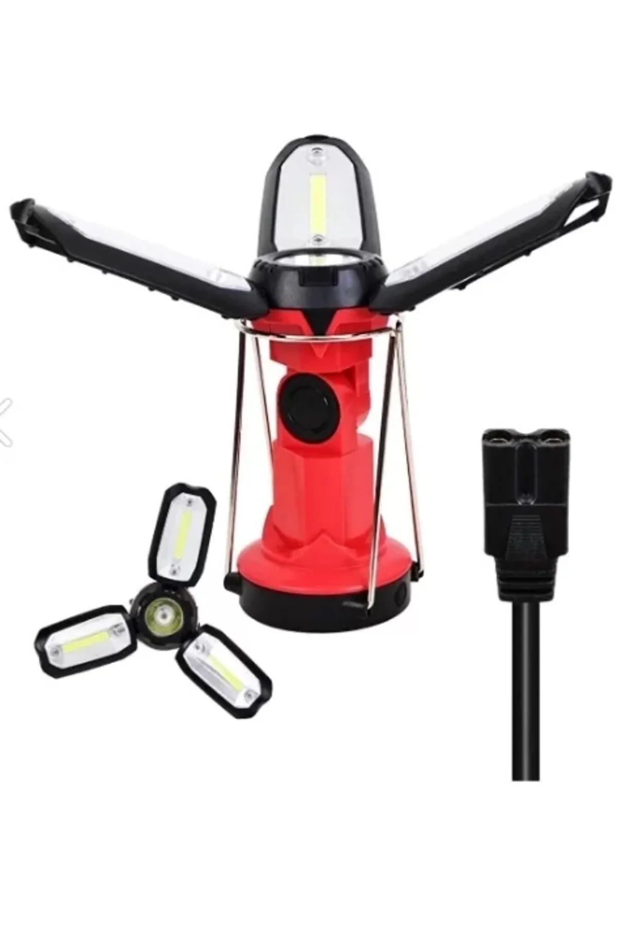 P-8801 Şarjlı Katlanabilir 3xcob Led+ 3w Led Çok Fonksiyonlu Kamp