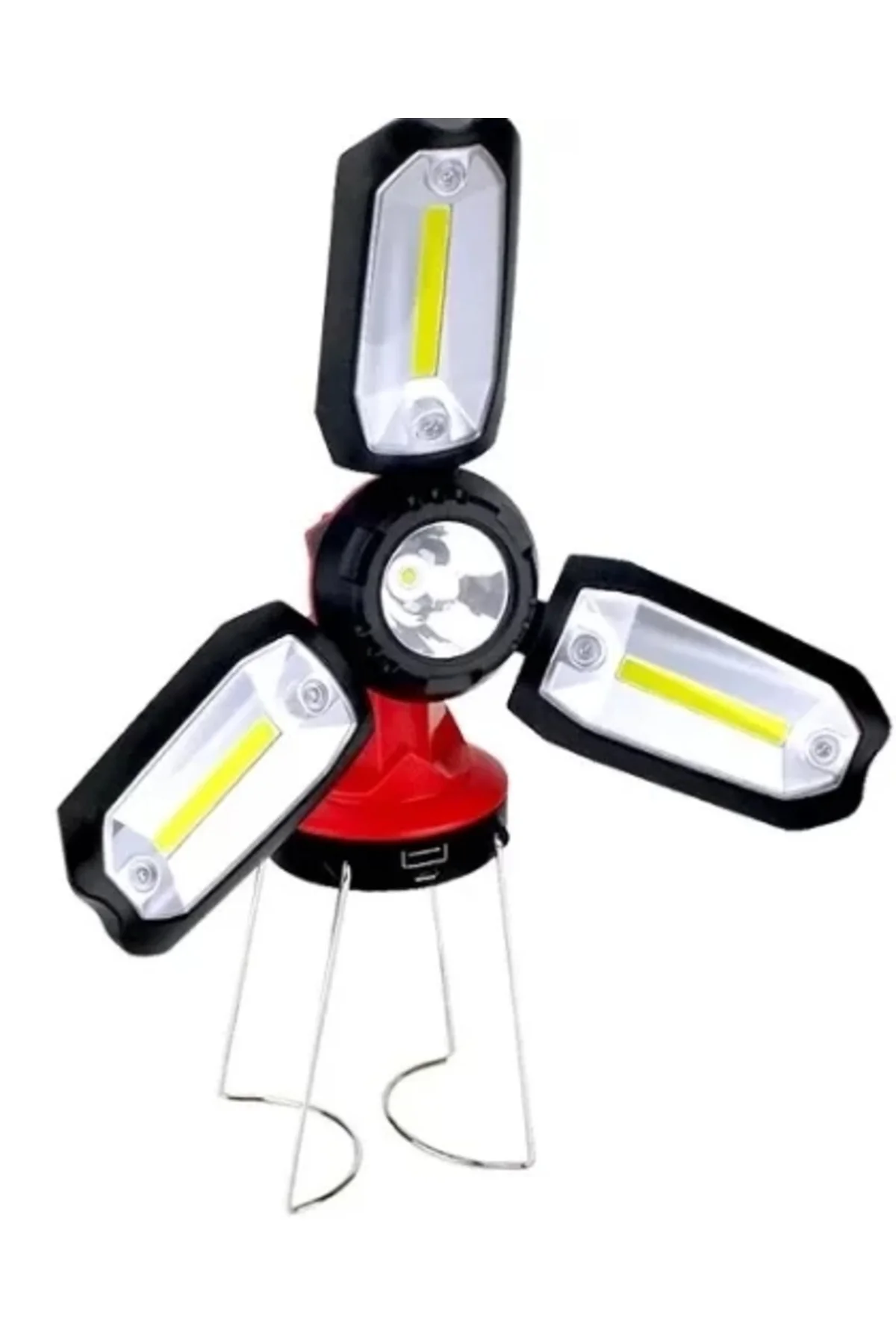 P-8801 Şarjlı Katlanabilir 3xcob Led+ 3w Led Çok Fonksiyonlu Kamp
