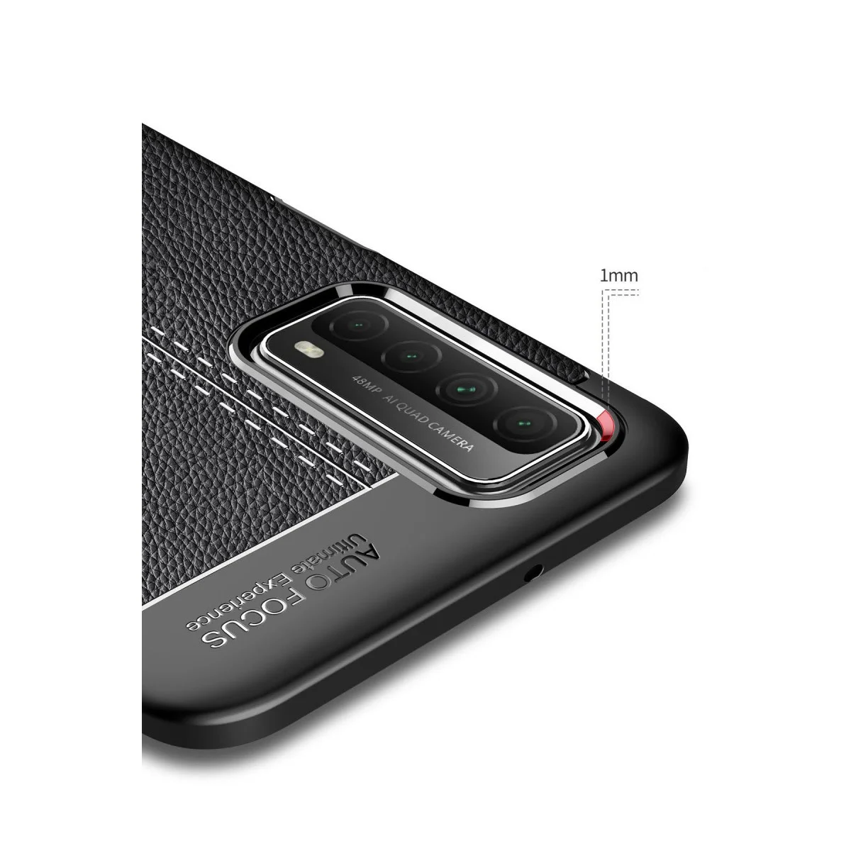 P Smart 2021 Auto Focus Kapak - Deri Dokulu TPU Kırmızı Kılıf