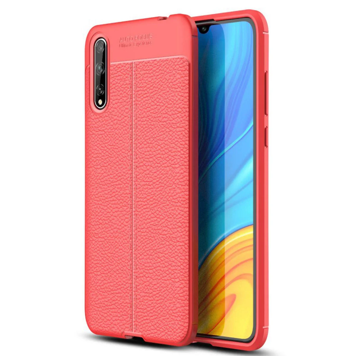 P Smart S Auto Focus Deri Dokulu Kılık - Kırmızı TPU Yüksek Darbe Korumalı