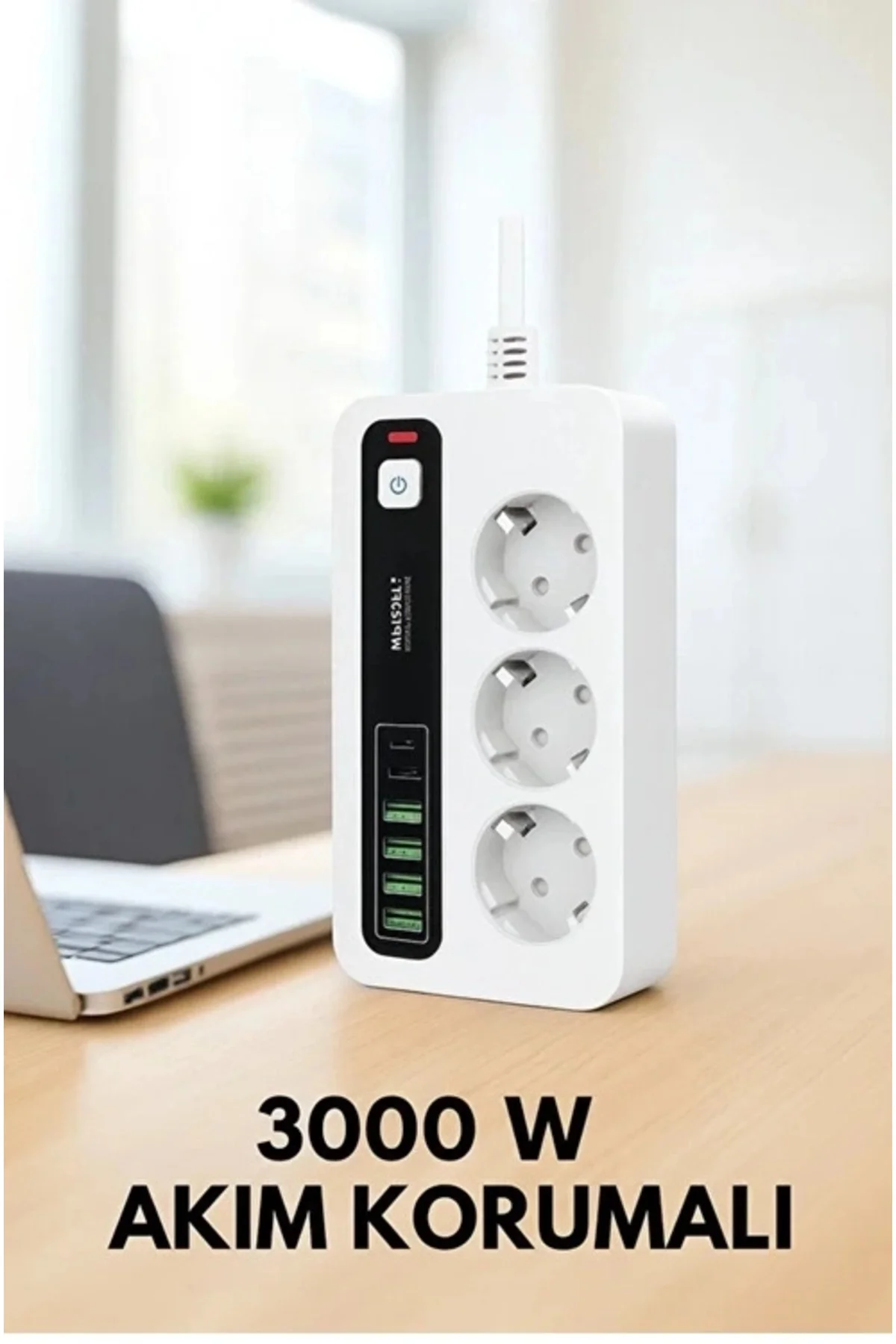 P10 3x Priz 3000w Akım Korumalı 4x Usb 2x Type-c Girişli Çoklu Pr