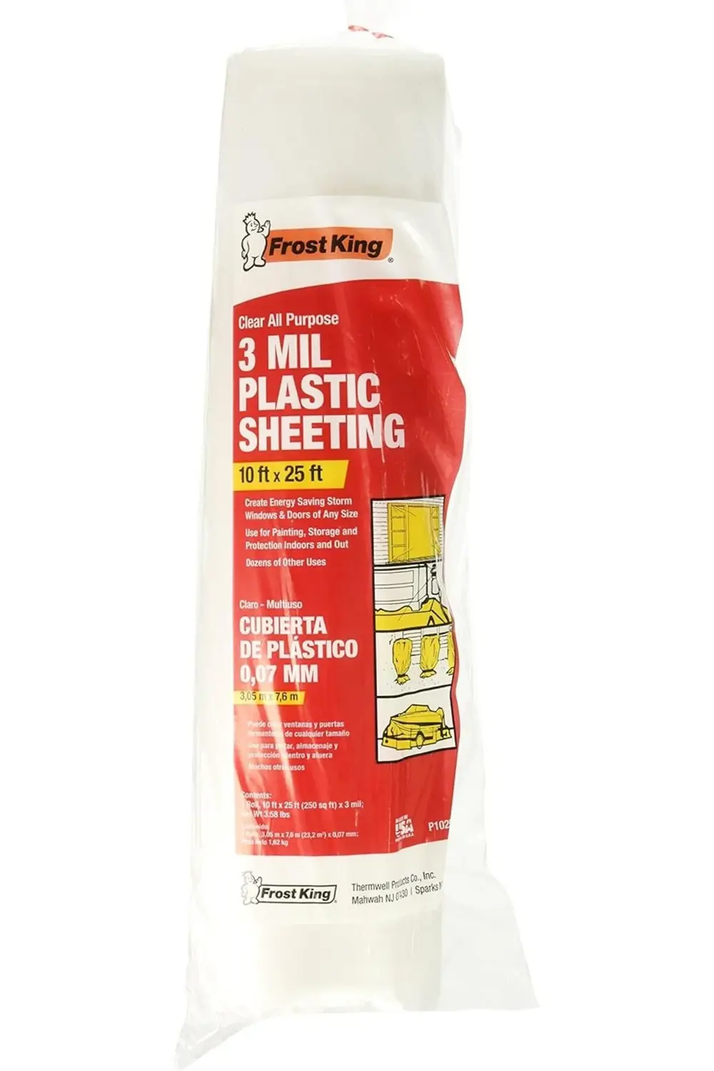 P1025/3 Polietilen Kaplama, 10' x 25' x 3 mil, Şeffaf 1169806