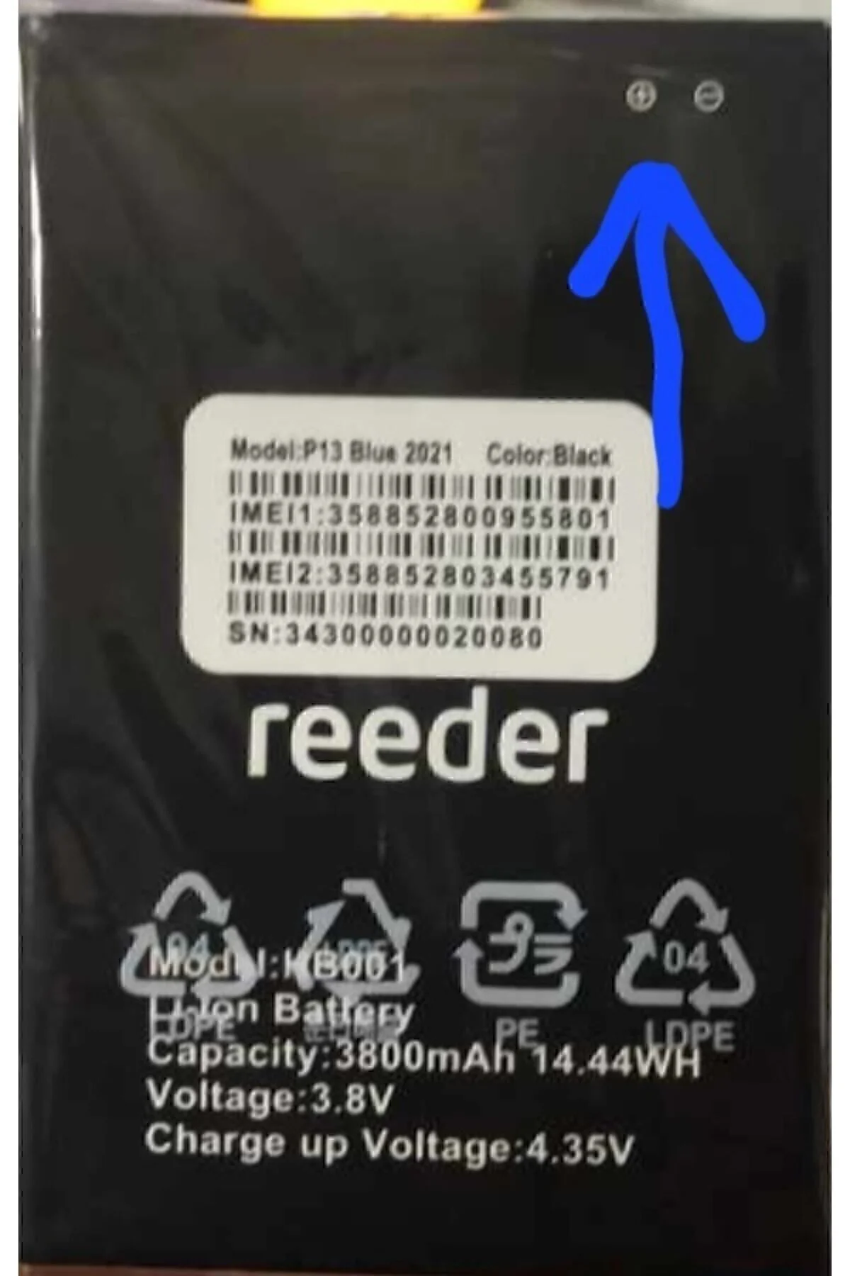 P13 Blue 2022 -2021 Hb001 Batarya 3800mah