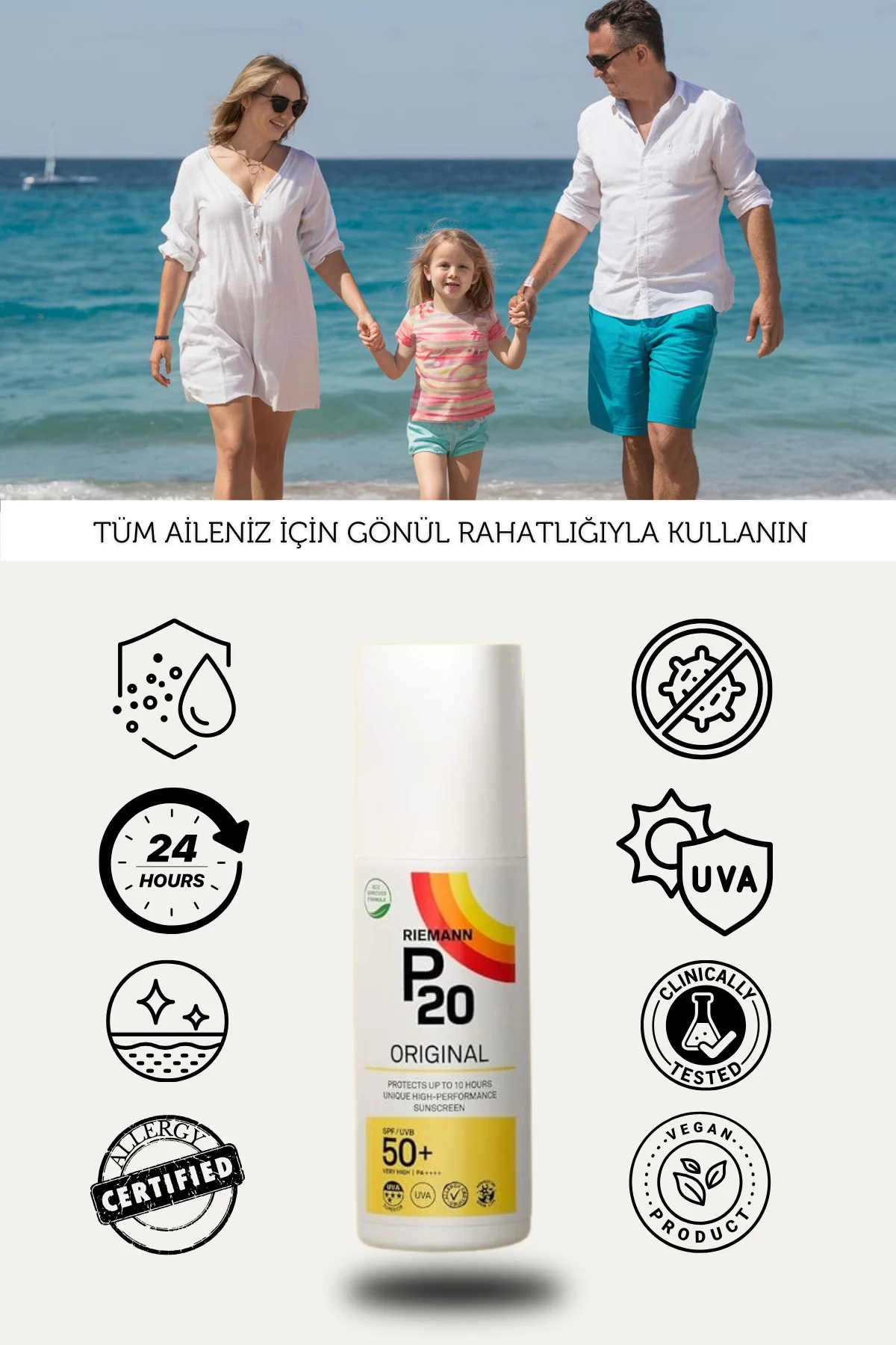 P20 Original 200ml SPF 50 UVA & UVB Koruyucu Güneş Kremi Sprey