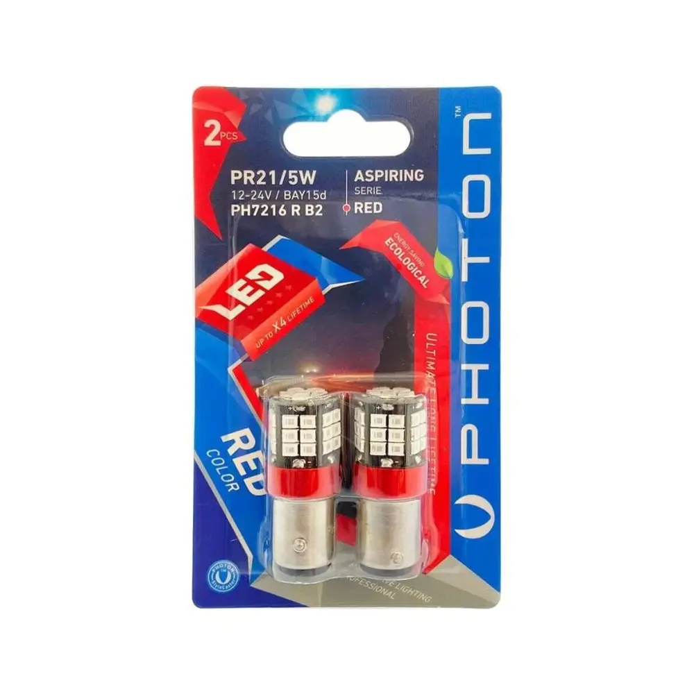 P21/5W Çift Duy Kırmızı LED Stop Oto Ampulü PH7216R P21/5W Çift Duy Kırmızı LED Stop Oto Ampulü PH7216R