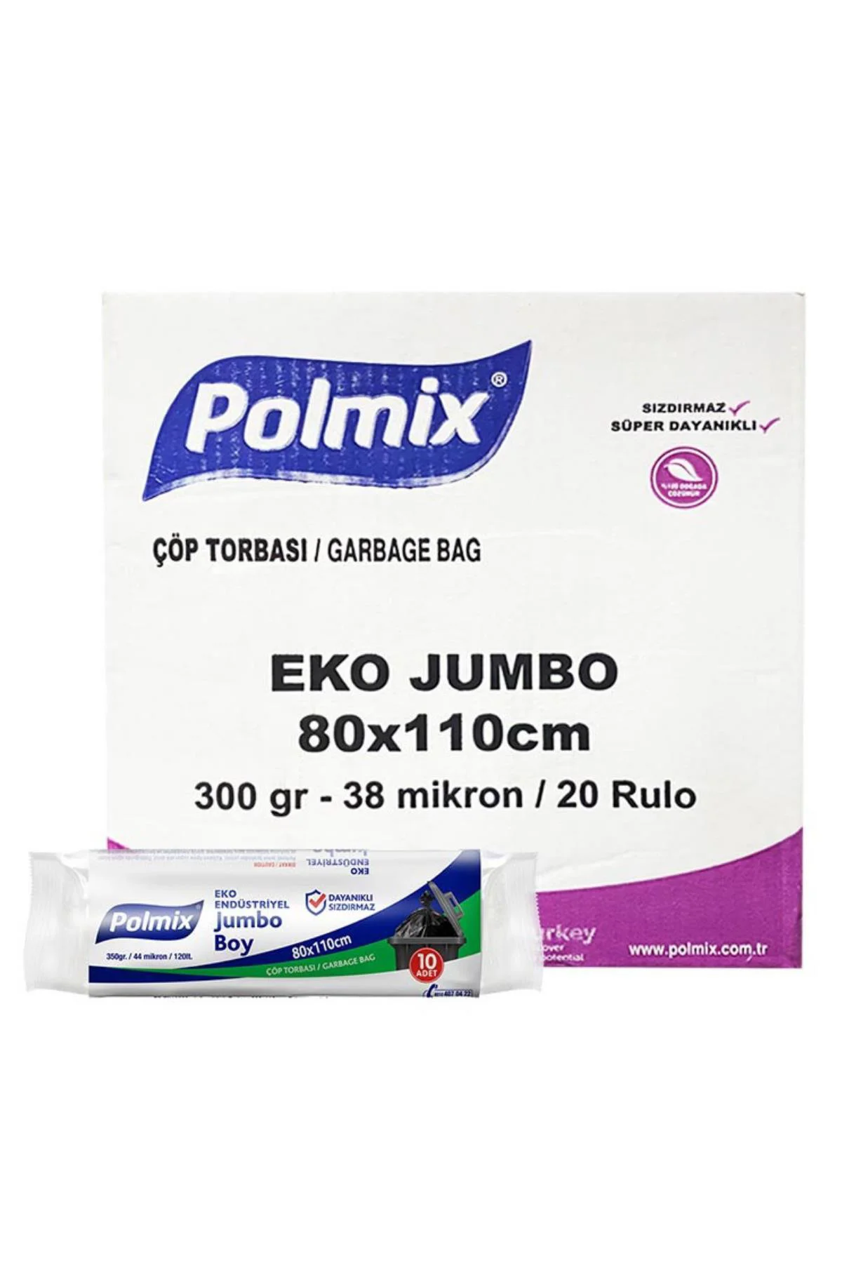 P303 Çöp Torbası Eko Endüstriyel Jumbo Boy 80 x 110 cm Siyah (20 