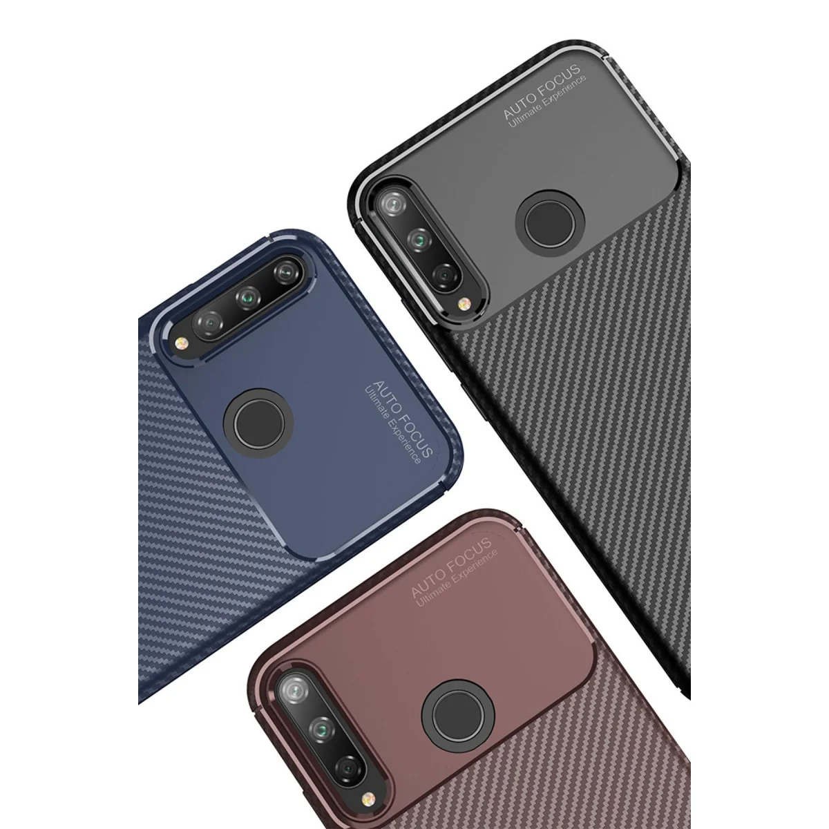 P40 Lite E Kılıf Auto Focus Karbon Kapak Kahverengi - Estetik ve Dayanıklılık Bir Arada