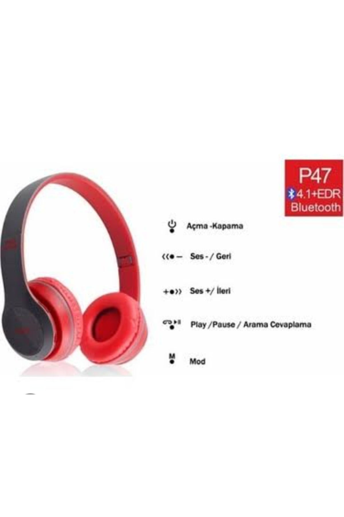 Foldable P47 Kulak Üstü Bluetooth Kulaklık Aux Kablo