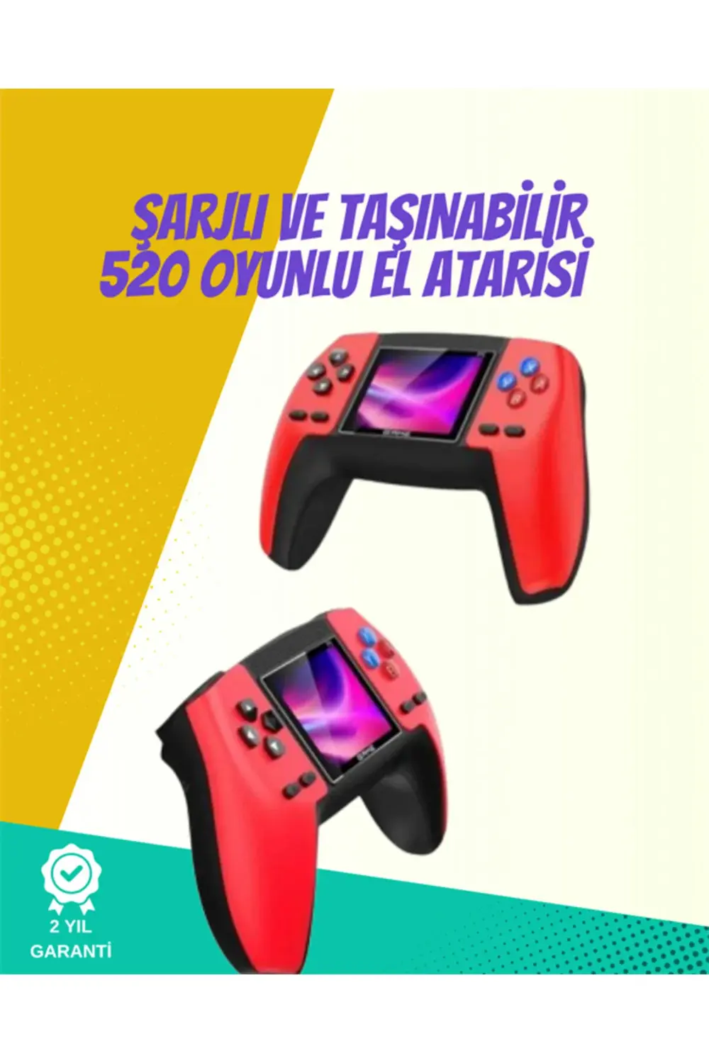 P5 Retro GamePad – Kompakt Tasarım, 520 Oyun, Nostalji Sevenlere