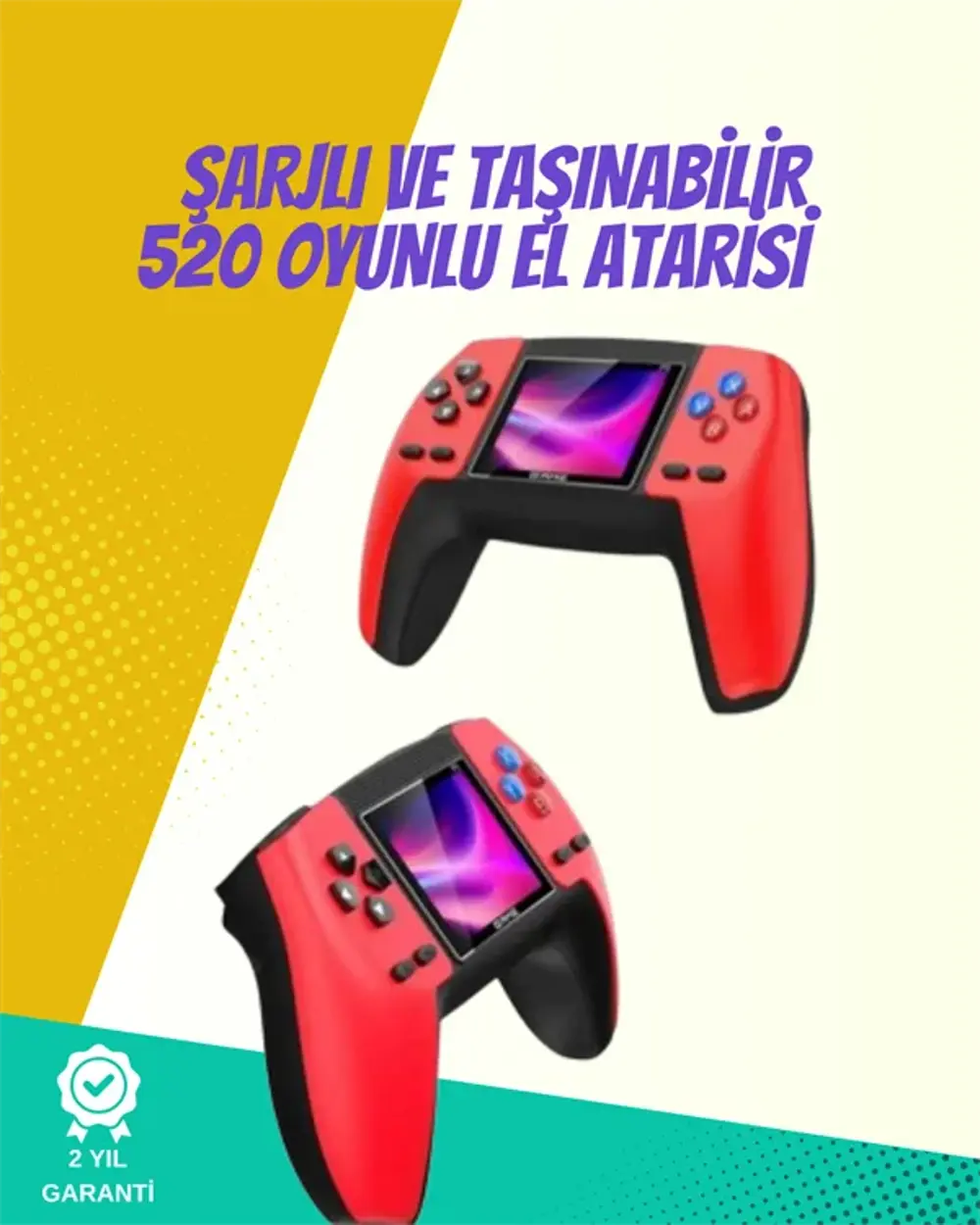P5 Retro GamePad – Kompakt Tasarım, 520 Oyun, Nostalji Sevenlere