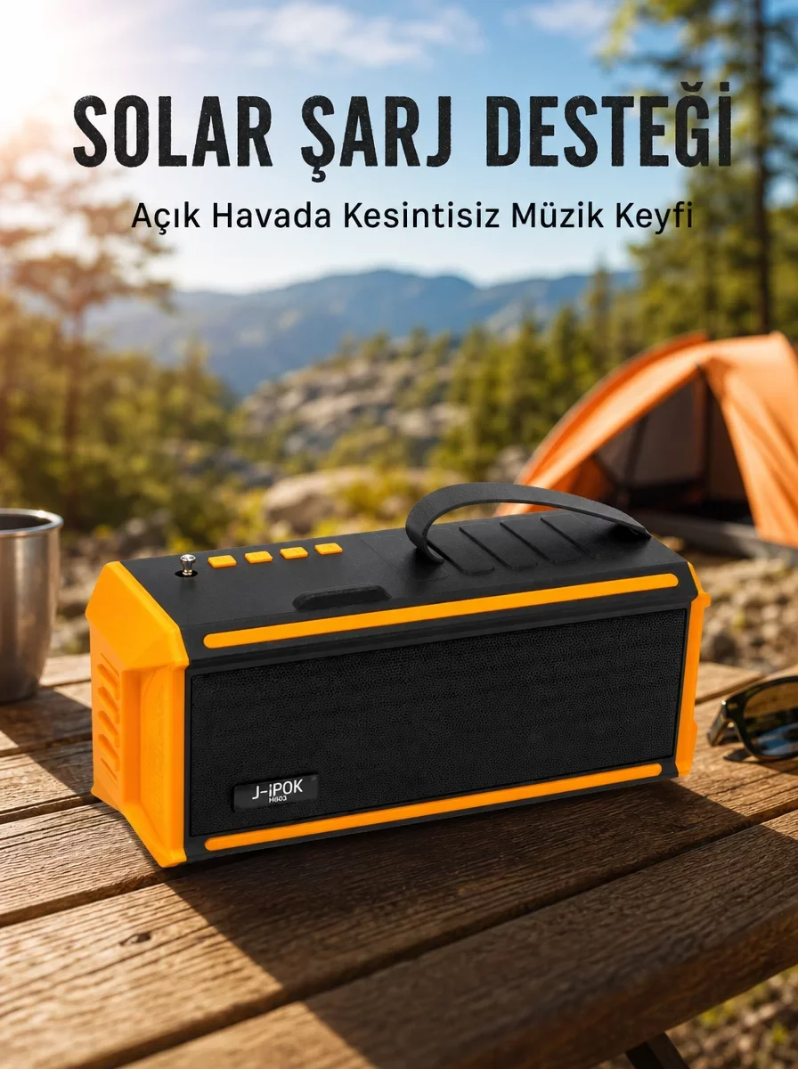 P520 Taşınabilir Bluetooth Hoparlör - Güçlü Ses, Radyo ve Solar Şarj