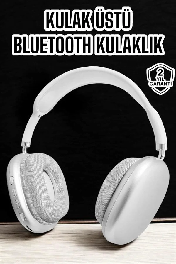 P9 Plus Kablosuz Kulak Üstü Bluetooth Kulaklık Beyaz Yüksek Ses K