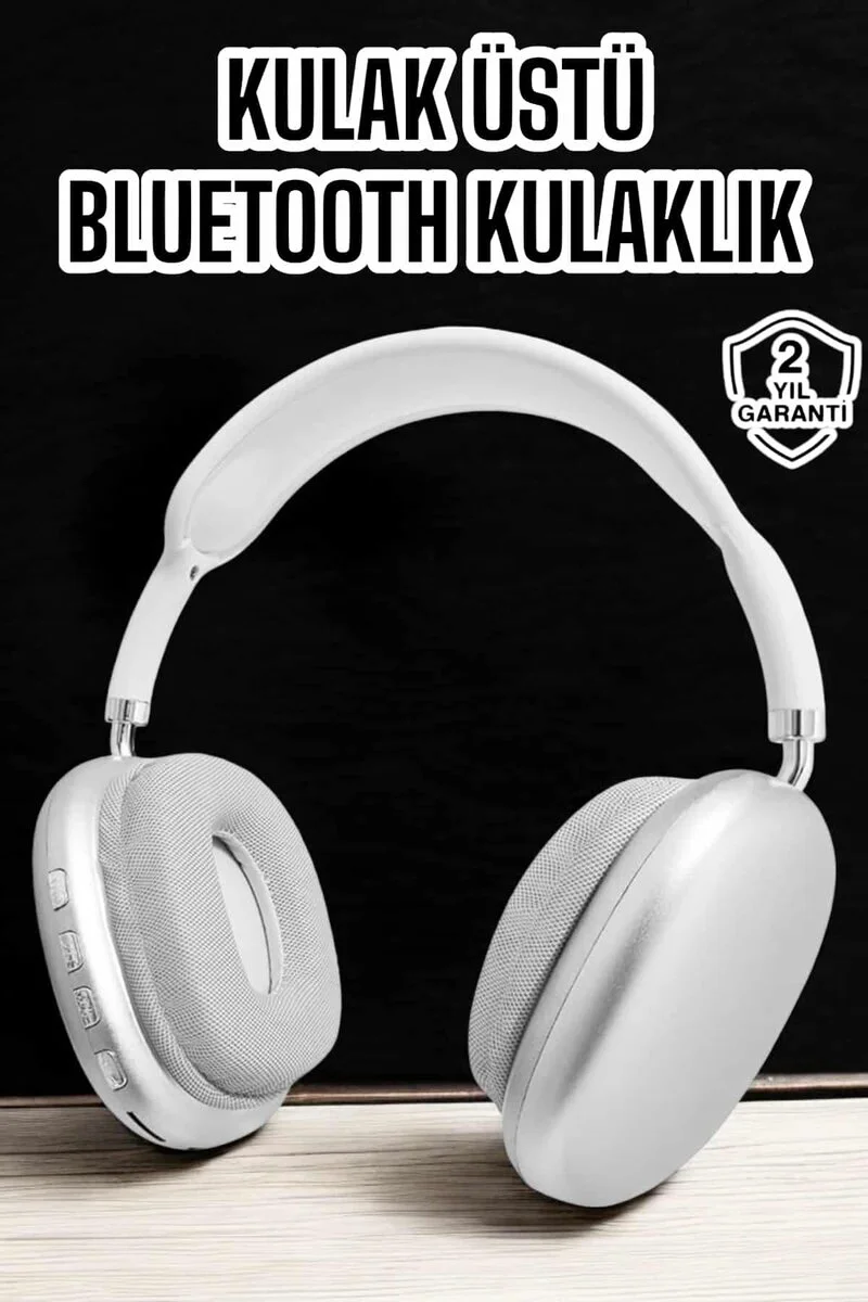 P9 Plus Kablosuz Kulak Üstü Bluetooth Kulaklık - Beyaz, Bluetooth v5.2, Gürültü Azaltma, Yüksek Ses Kalitesi