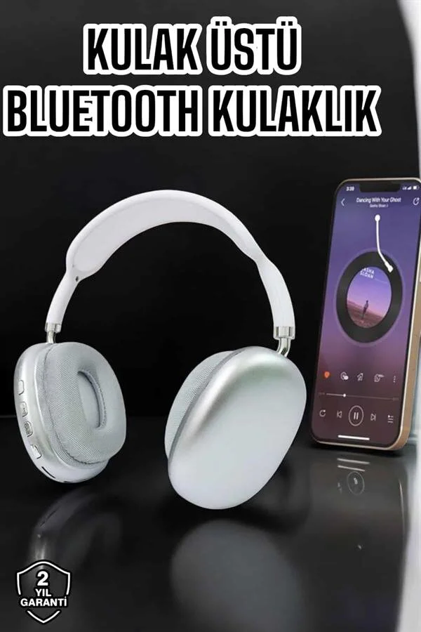 P9 Plus Kablosuz Kulaklık - Beyaz Bluetooth 5.2 Kulak Üstü Kulaklık (Mikrofonlu ve Şık)