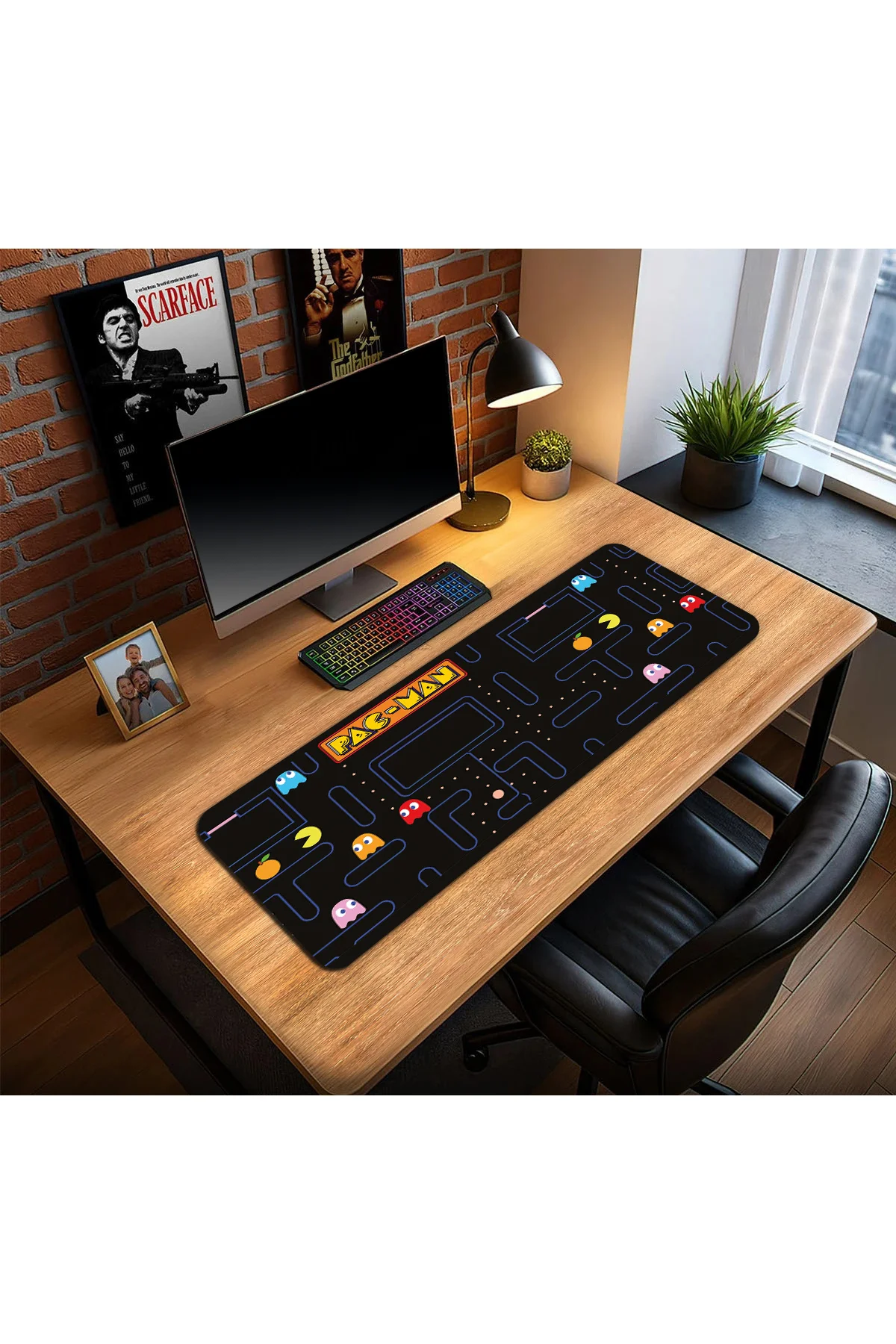 Pac-Man Oyun Gaming Klavye Mouse Pad Masa Matı 70x30 cm
