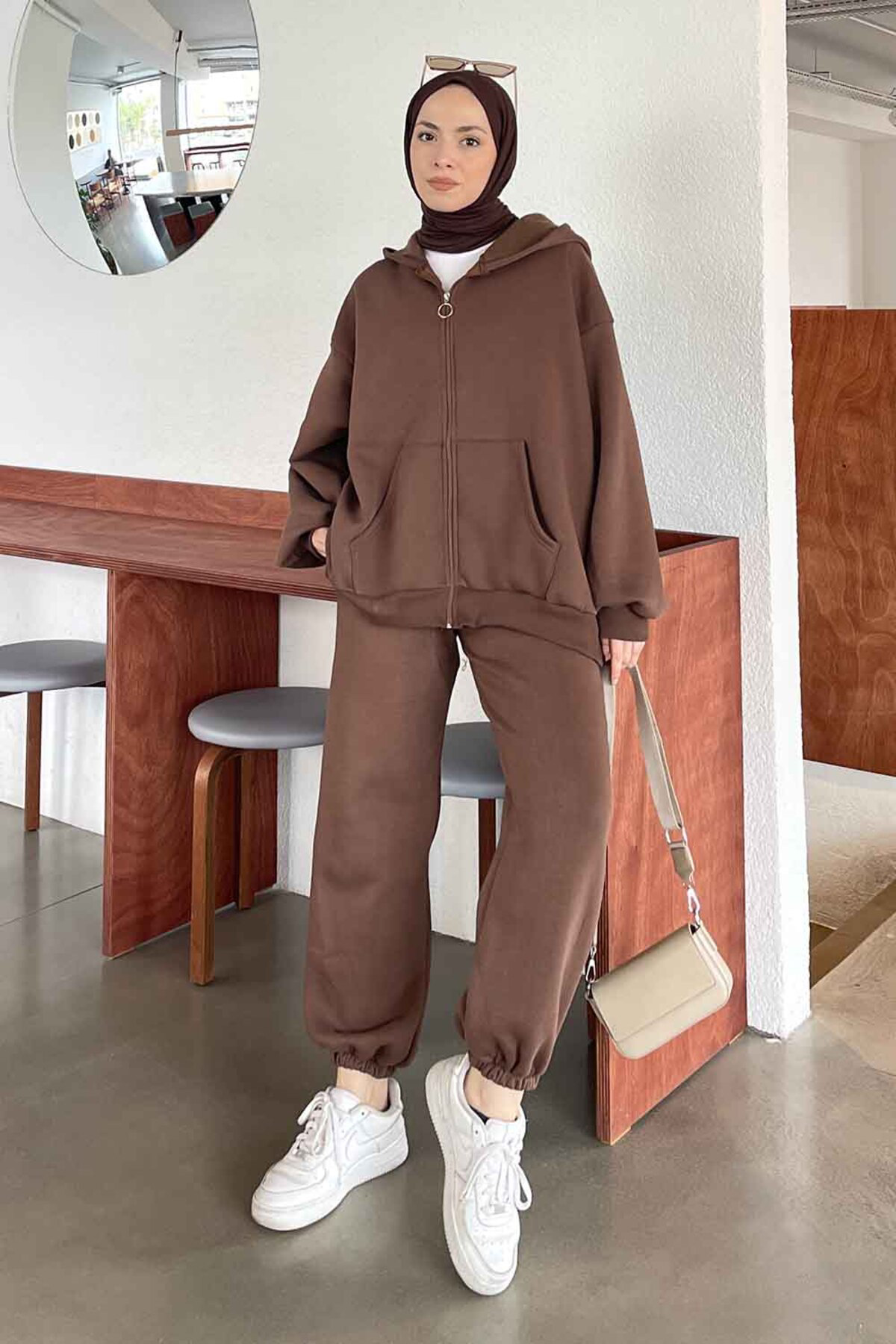 Lamelif Paça Lastikli Üç İplik Sweat Takım