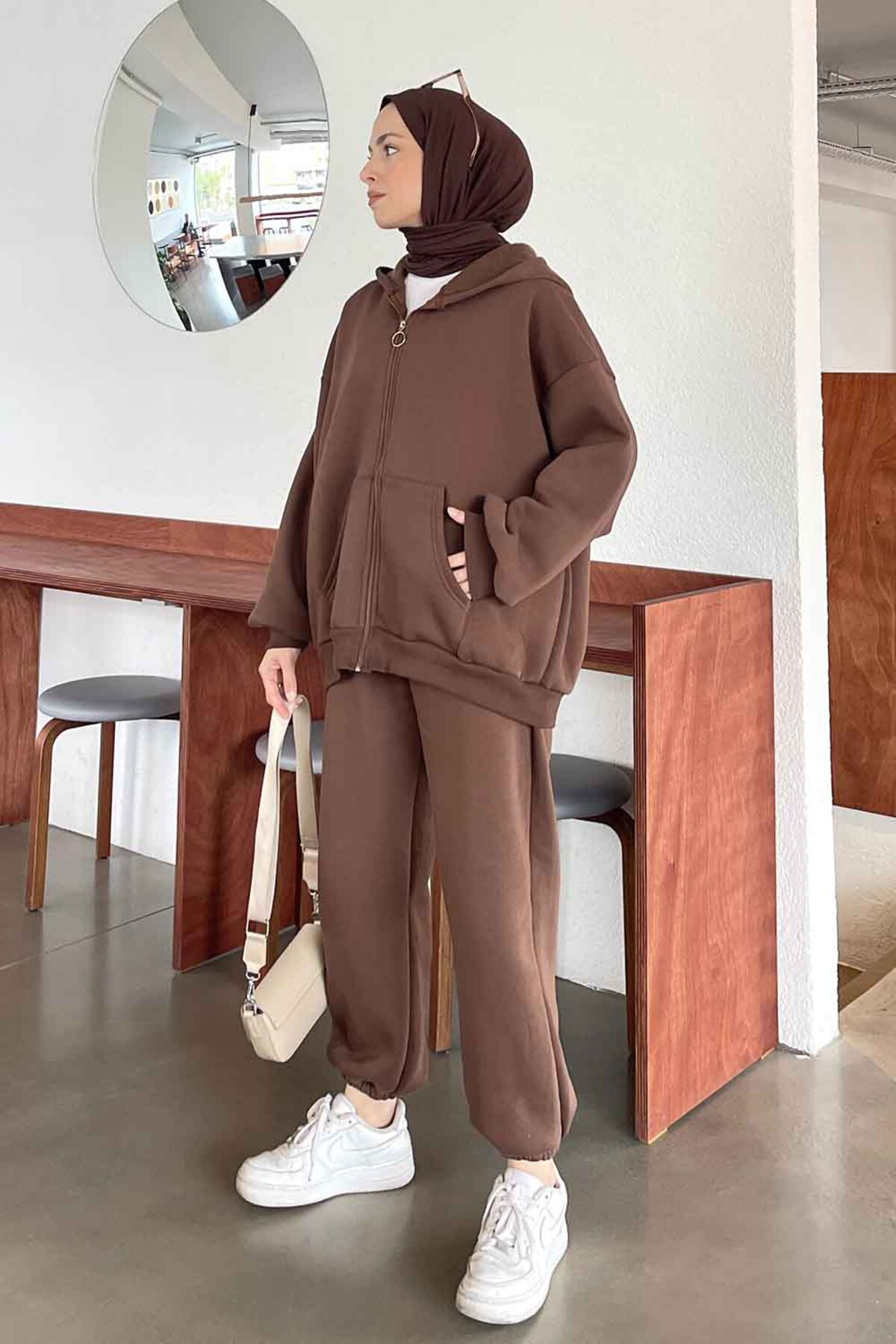 Lamelif Paça Lastikli Üç İplik Sweat Takım