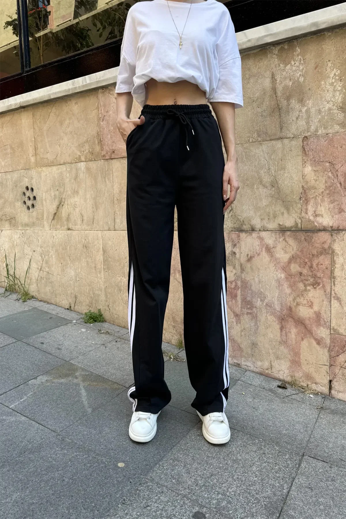 Paça Şeritli Wide Leg Paça Şeritli Wide Leg - Görsel 5