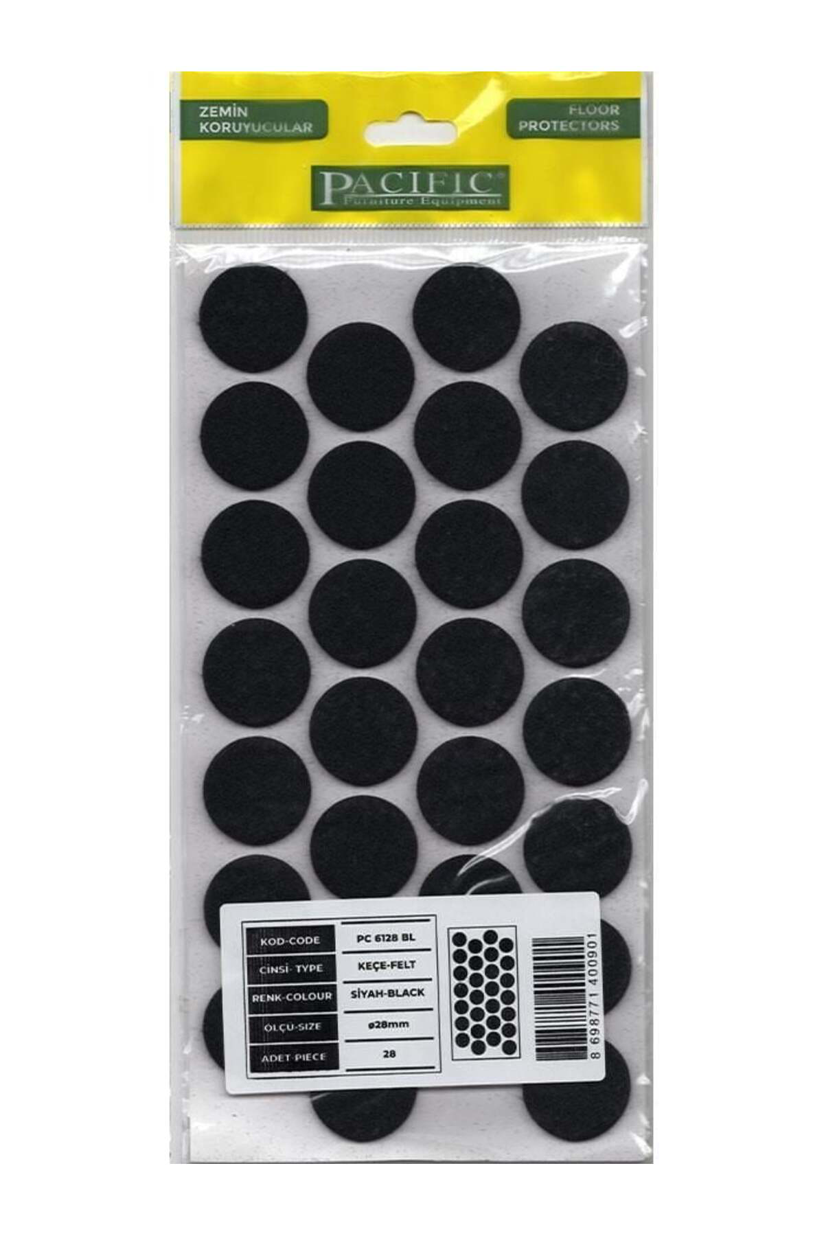 Astra Market Pacific 6128 Bl Yapışkanlı Keçe 28 Mm Siyah