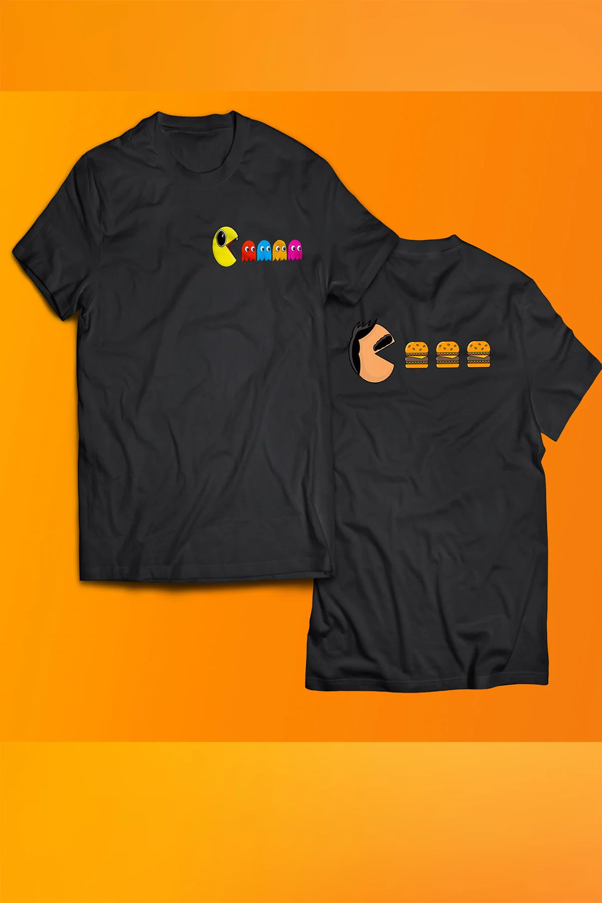 Pacman Baskılı %100 Pamuk Oversize T-shirt Büyük Beden Tişört