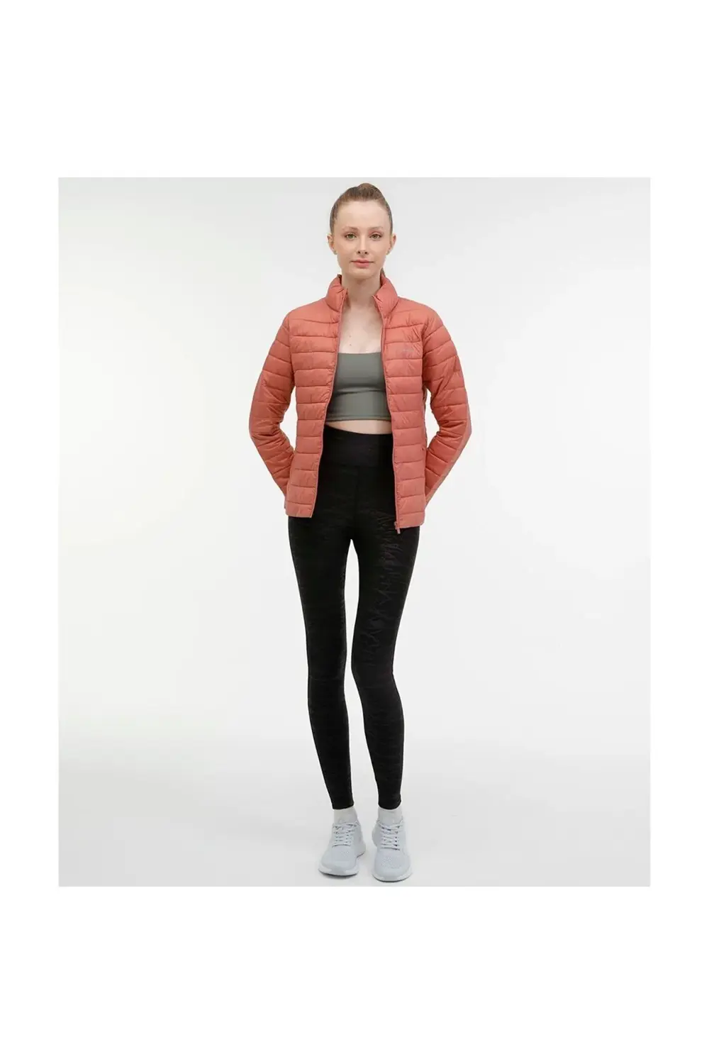 Padded Kadın Pembe Dik Yaka Mont