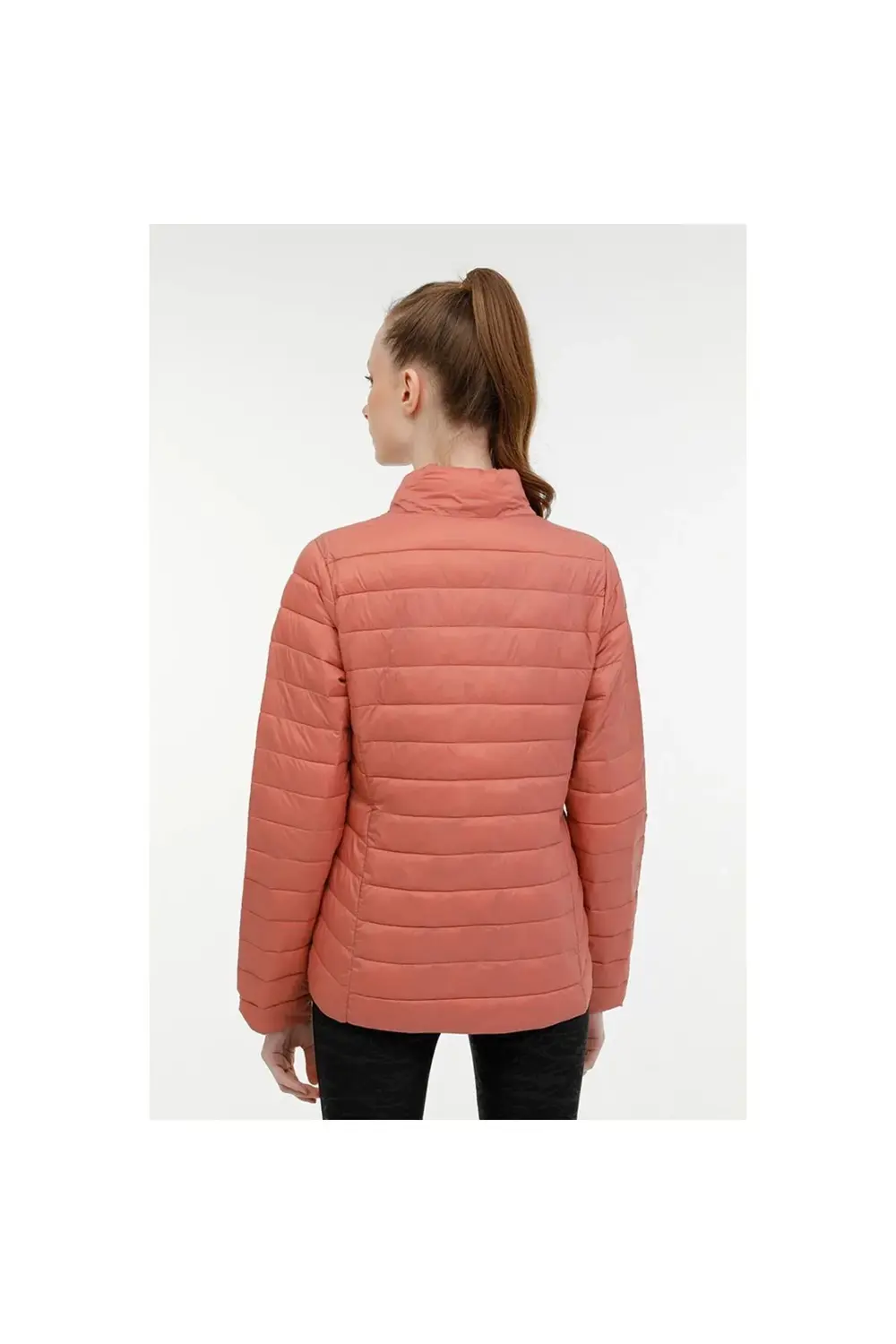 Padded Kadın Pembe Dik Yaka Mont